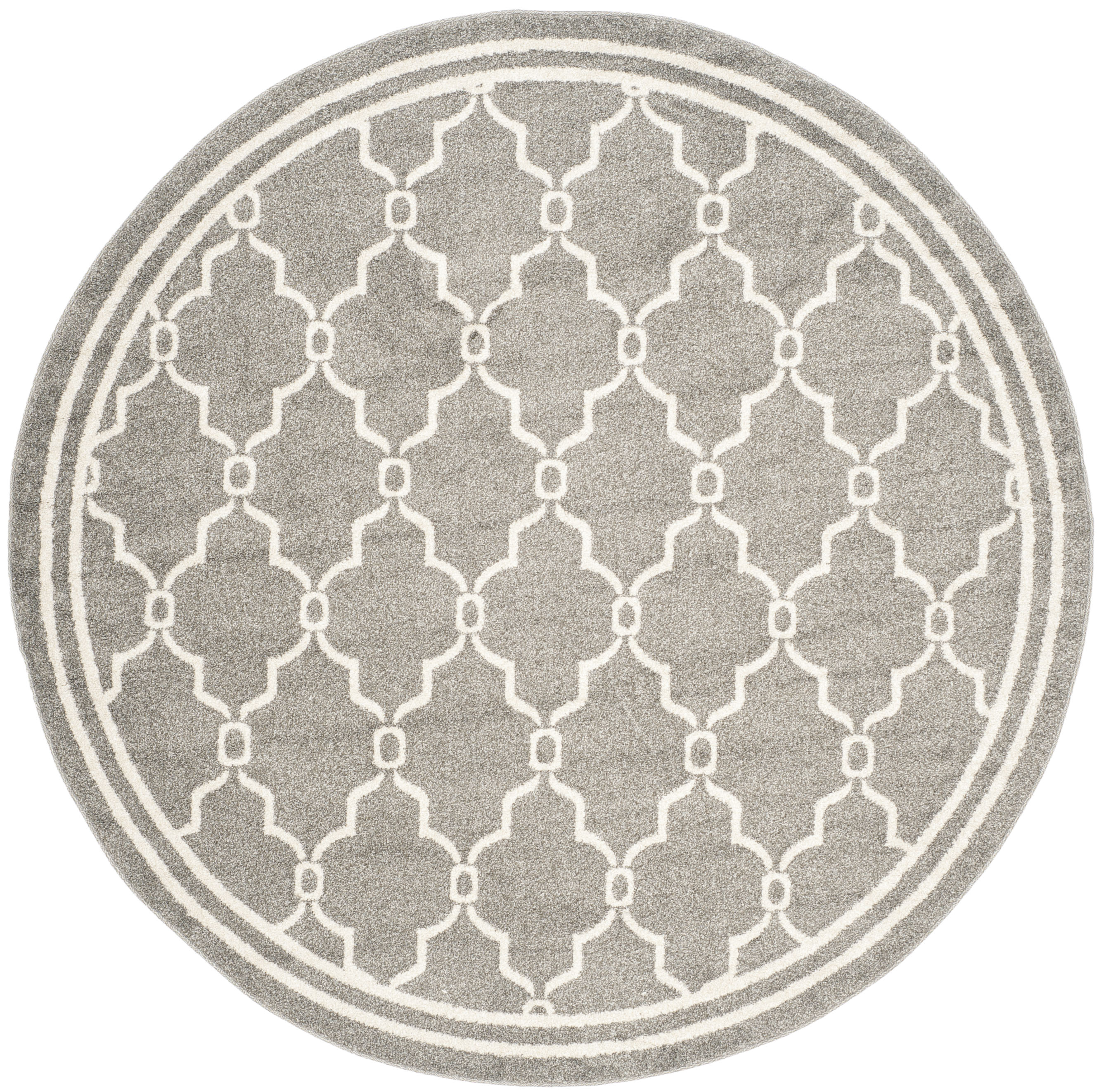 Safavieh AMT414R-7R Amherst Marion 7 x 7 (ft) Loomed Synthetic Dark Gray/Beige Round Indoor/Outdoor Trellis Area rug