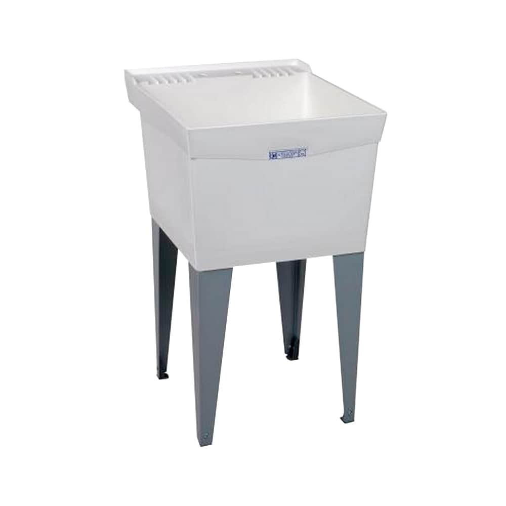 Mustee 19F 20-in x 24-in 1-Basin White Freestanding Utility Tub with Drain