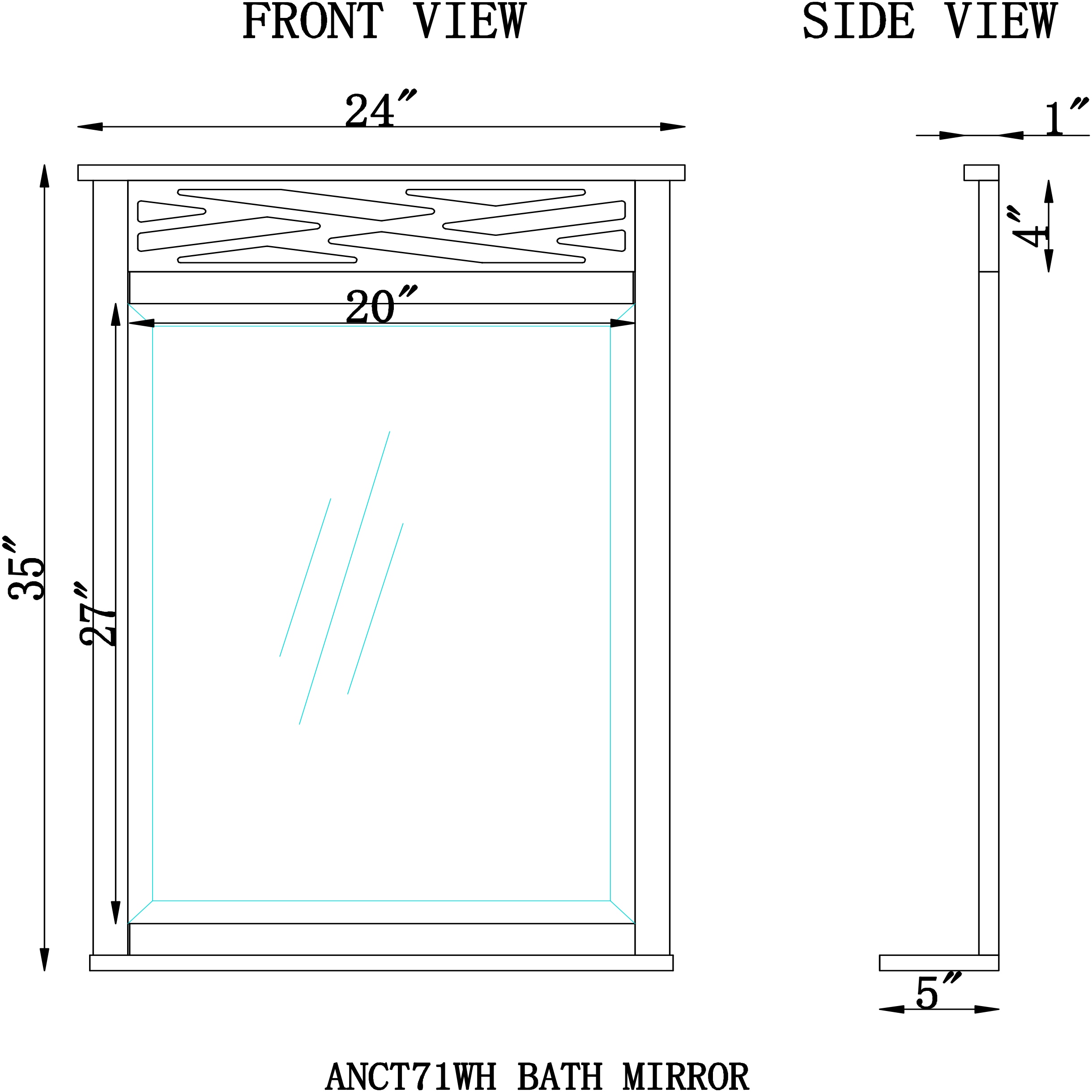 Alaterre Furniture ANCT71WH Framed-Bath-Mirrors - View #5