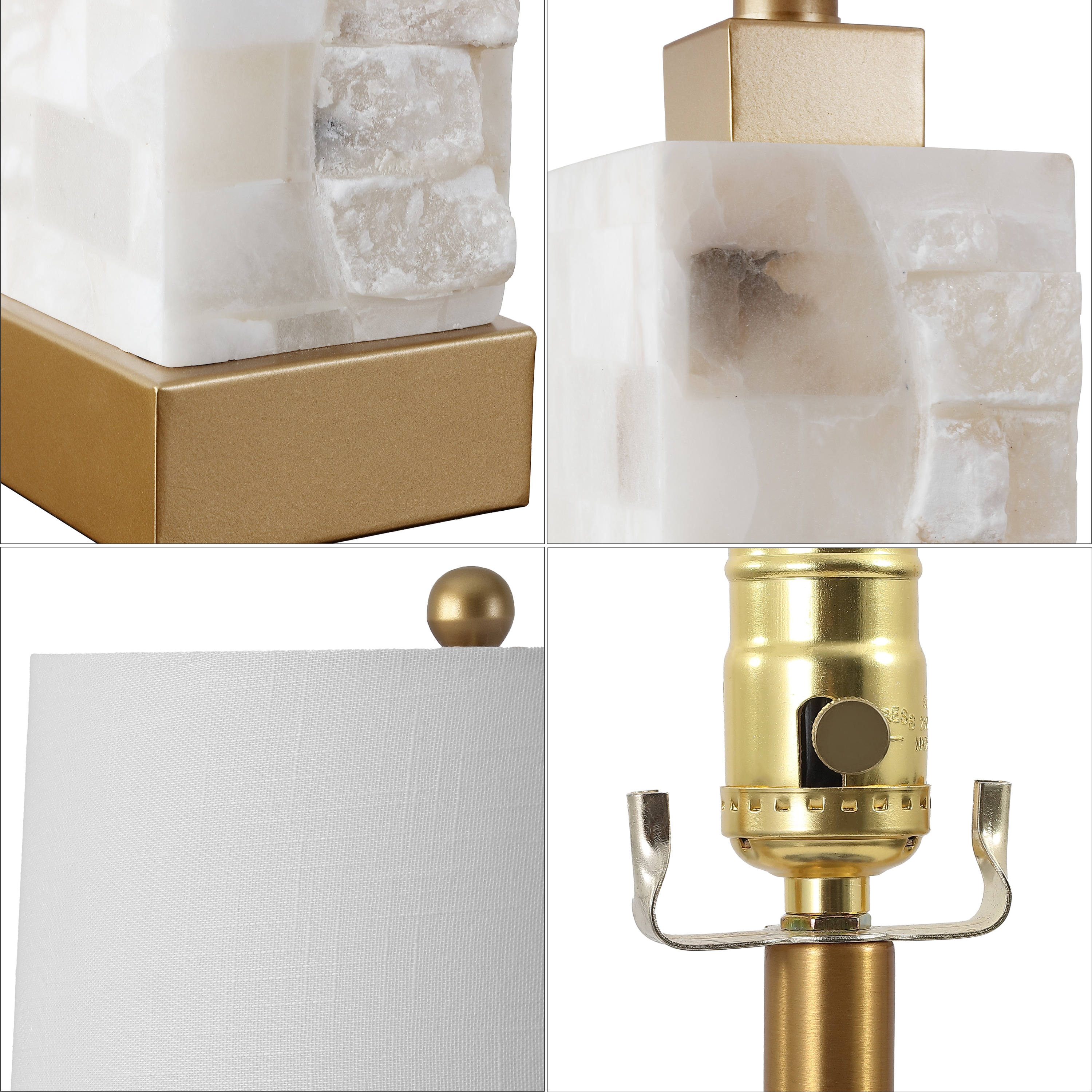 Eloise 23" White Alabaster and Gold Leaf LED Table Lamp