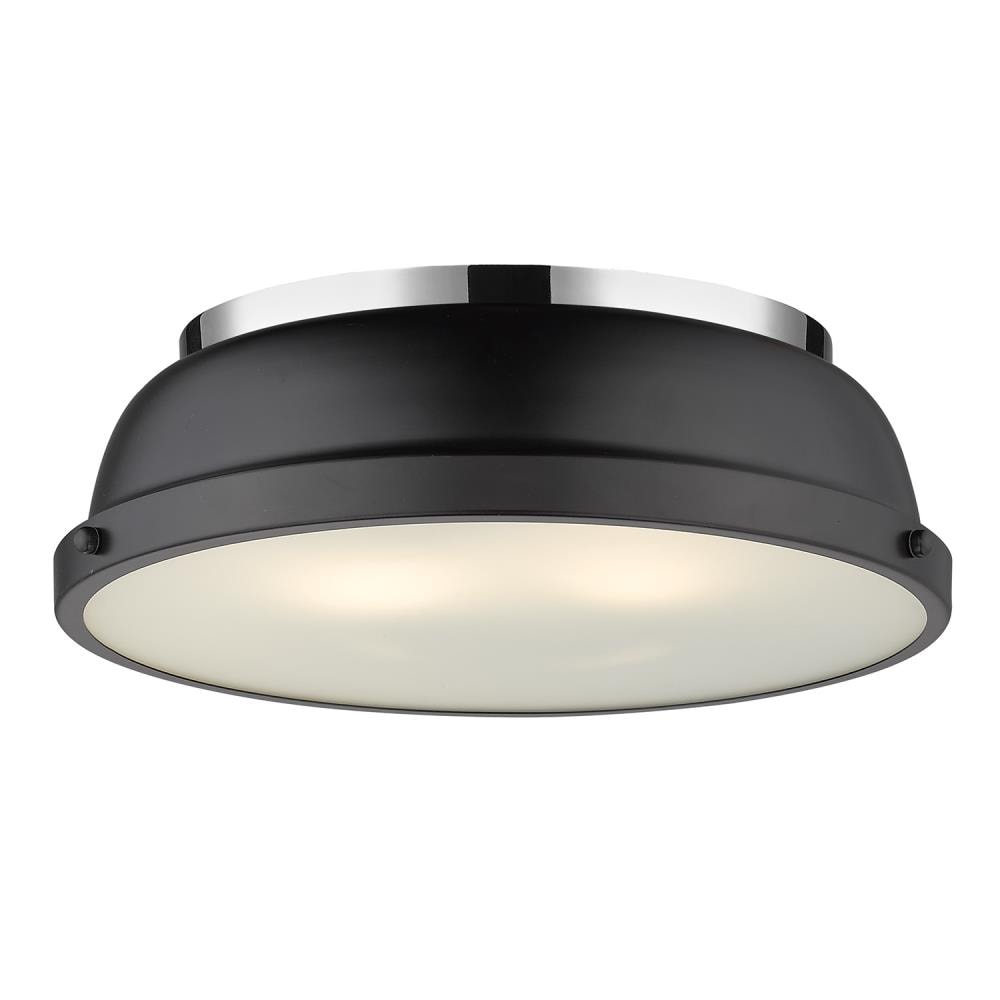 Golden Lighting 3602-14 CH-BLK Duncan 2 -Light 14-in Polished Chrome Flush Mount Light
