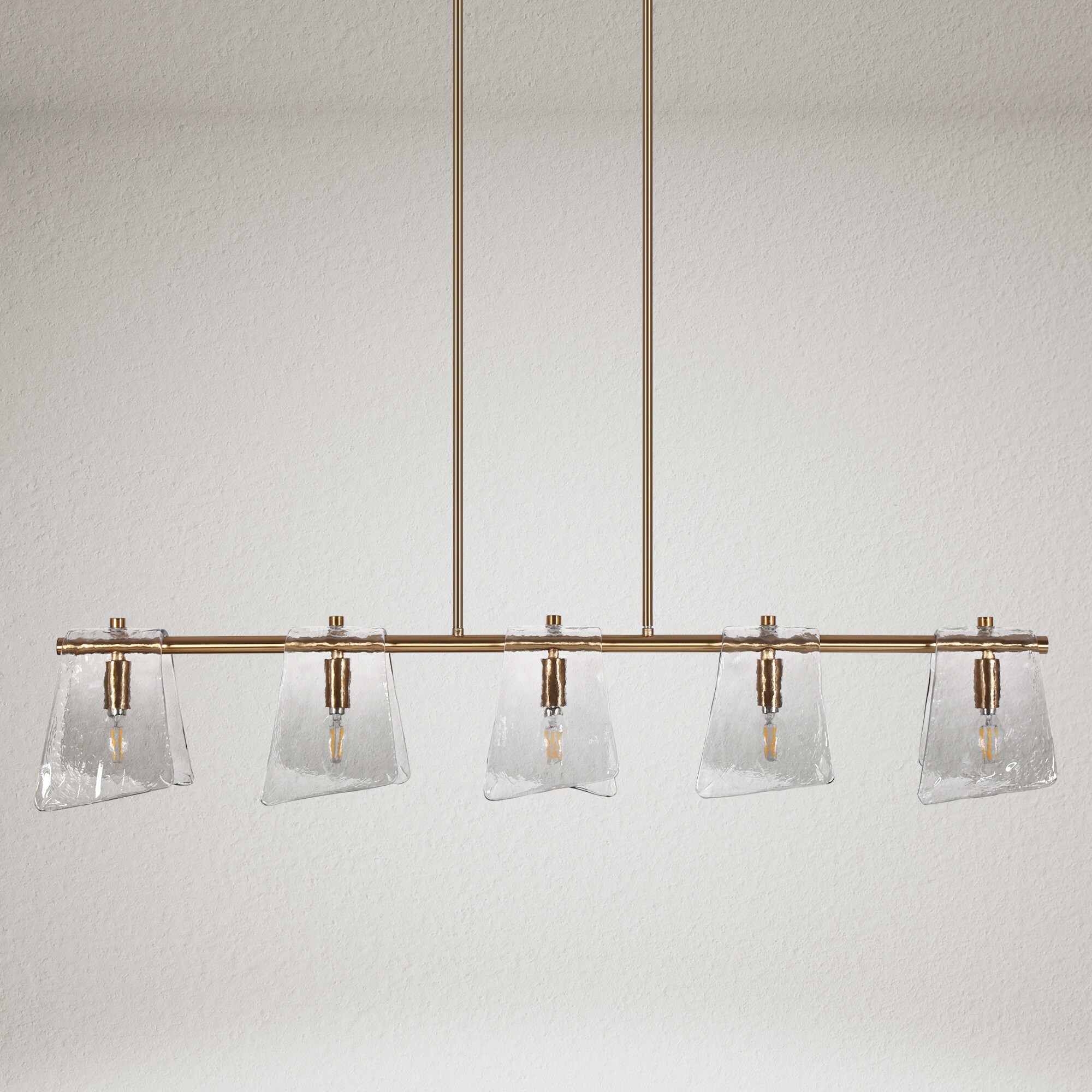 41.5" Gold and Smoky Gray Glass Linear Chandelier