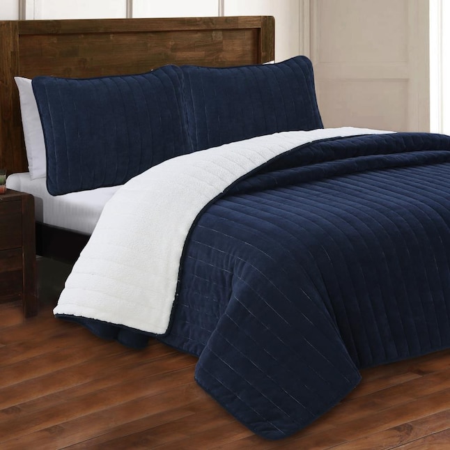 Navy Twin Quilt Set In The Bedding Sets, Twin Bed Coverlet Size
