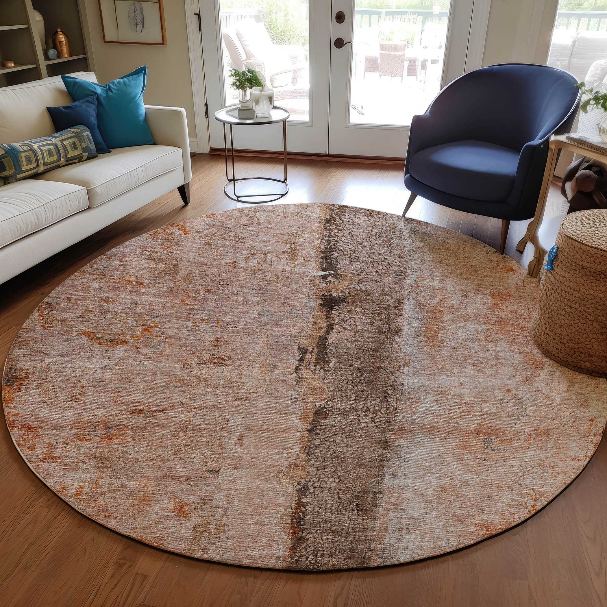 Addison Rugs ACN605PK8RO Chantille ACN605PK 8 x 8 (ft) Polyester Paprika Round Indoor/Outdoor Abstract Machine washable Area rug