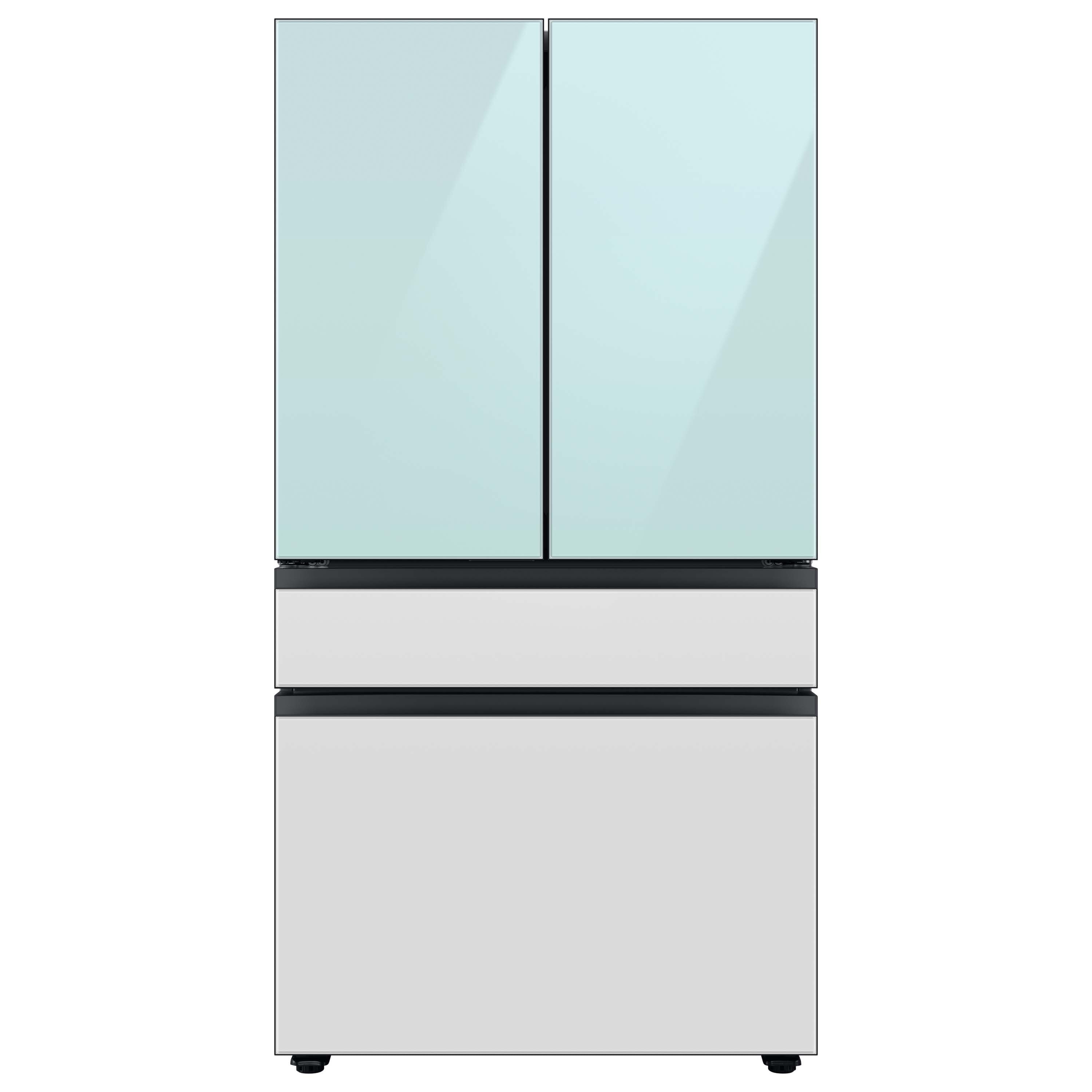 Samsung Bespoke Standard-Depth 28.8-cu ft 4 -Door Smart Compatible French Door Refrigerator with Dual Ice Maker with Water Dispenser and Door within Door ( Morning Blue with White Glass Panels ) ENERGY STAR Certified