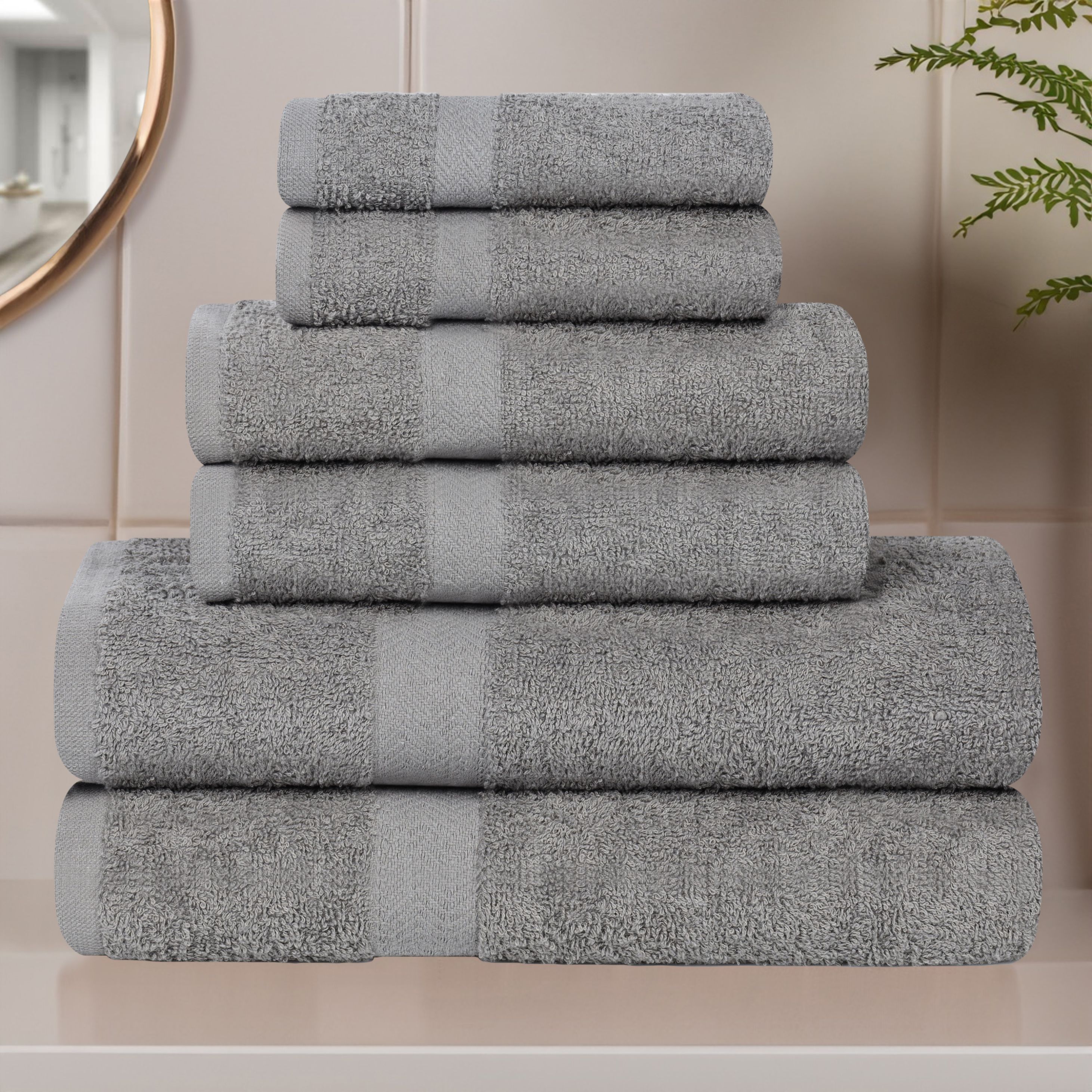 Superior 6-Piece Cotton Quick Dry Bath Towel Set