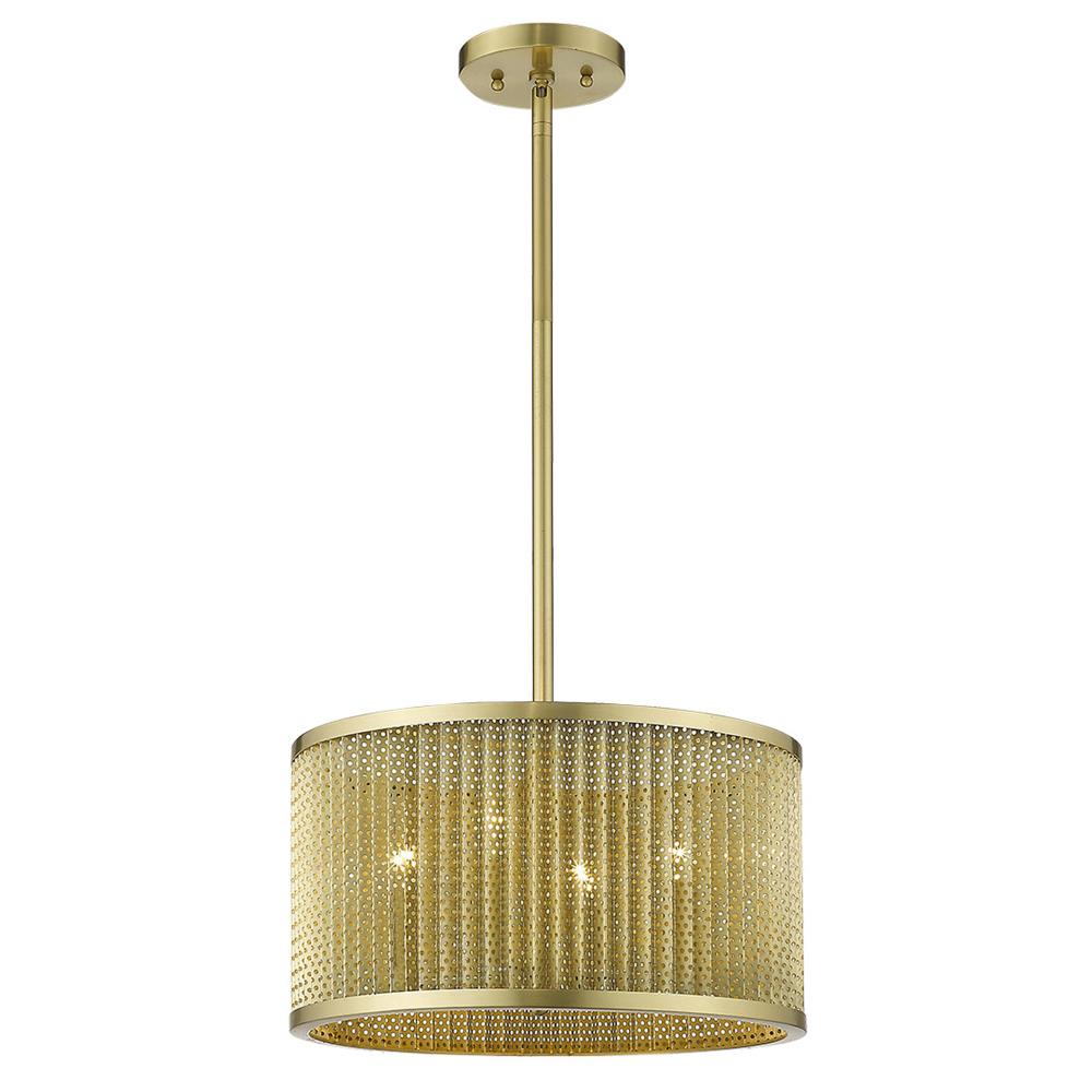 Trend Lighting Basetti 4-Light Gold Mid-century Drum Pendant Light in ...