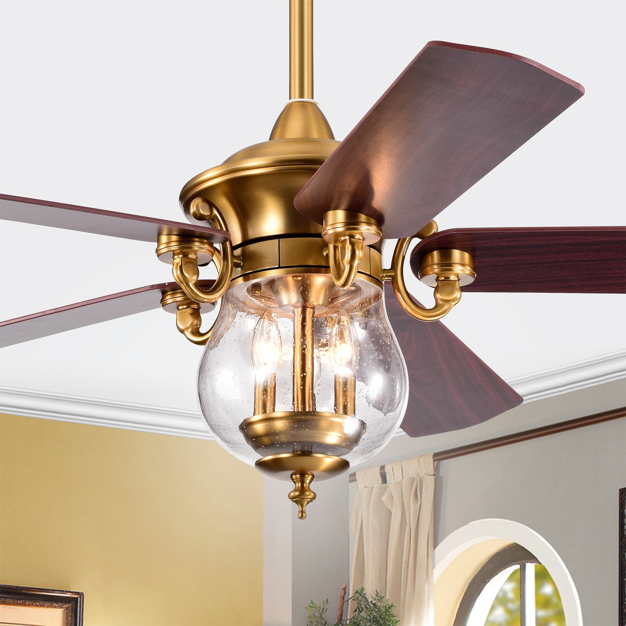 Home Accessories Inc 52 in Matte Gold Indoor Ceiling Fan with Light and