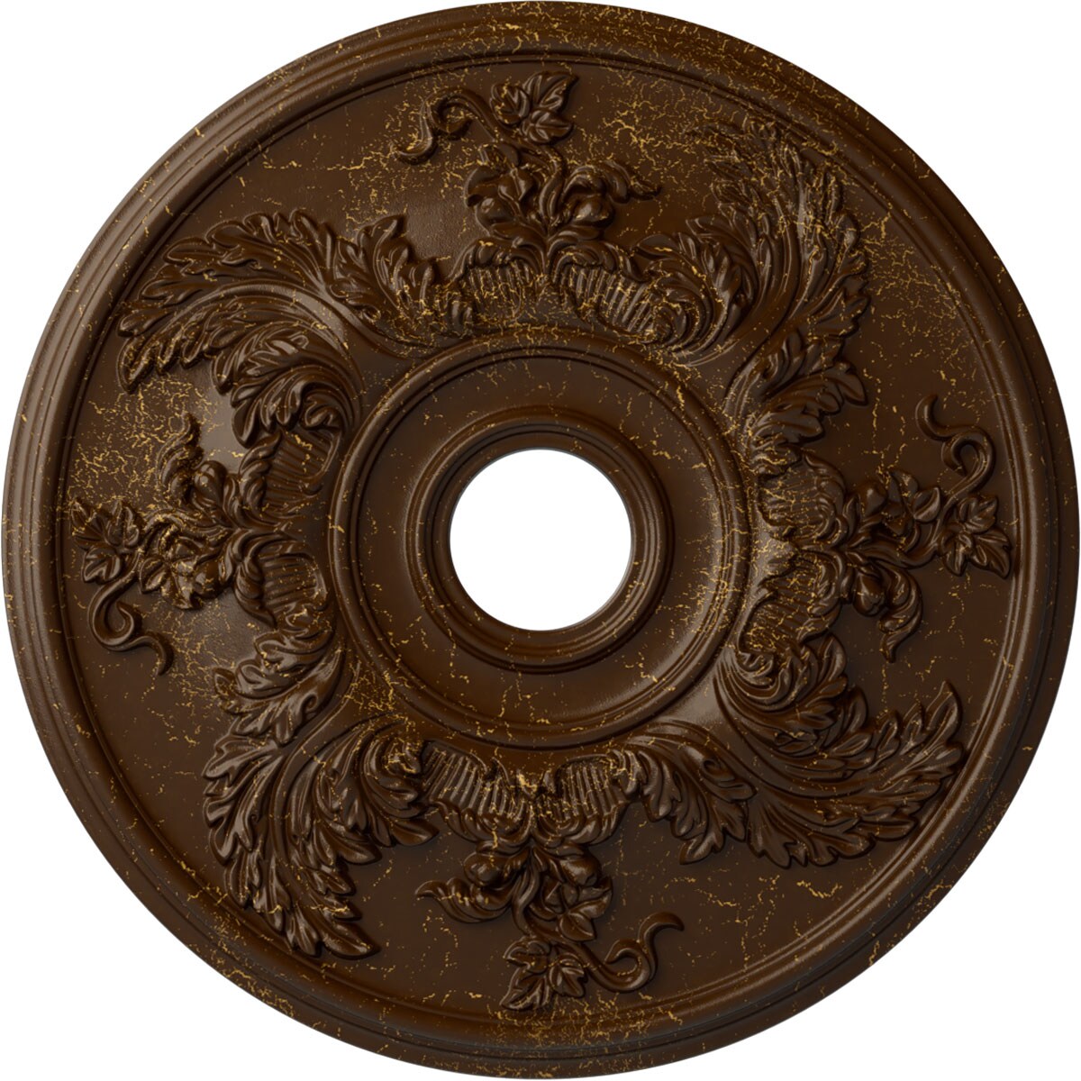 Ekena Millwork CM23ACRBC Acanthus Twist 23.625-in W x 23.625-in L Painted Root Beer Crackle Polyurethane Whole Ceiling Medallion