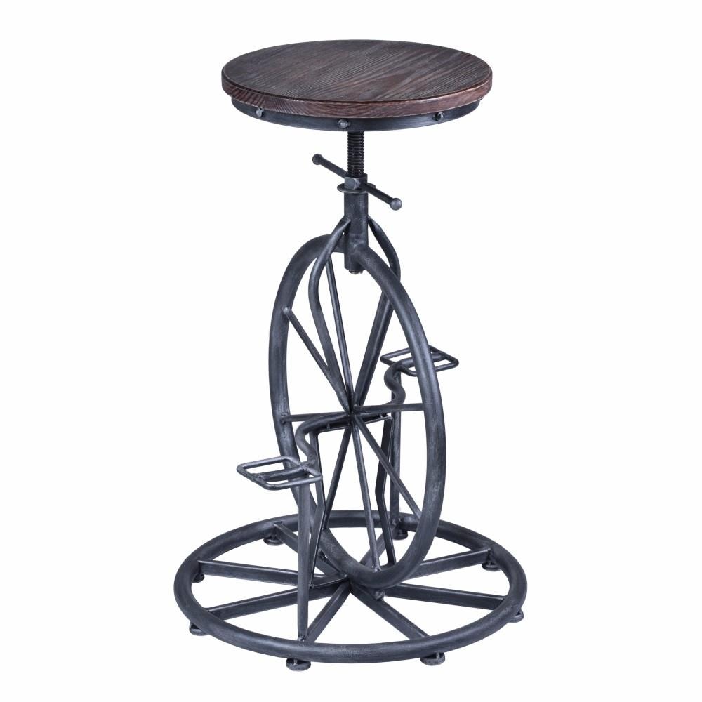 Benzara BM155634 Gray Adjustable height Swivel Metal Bar Stool