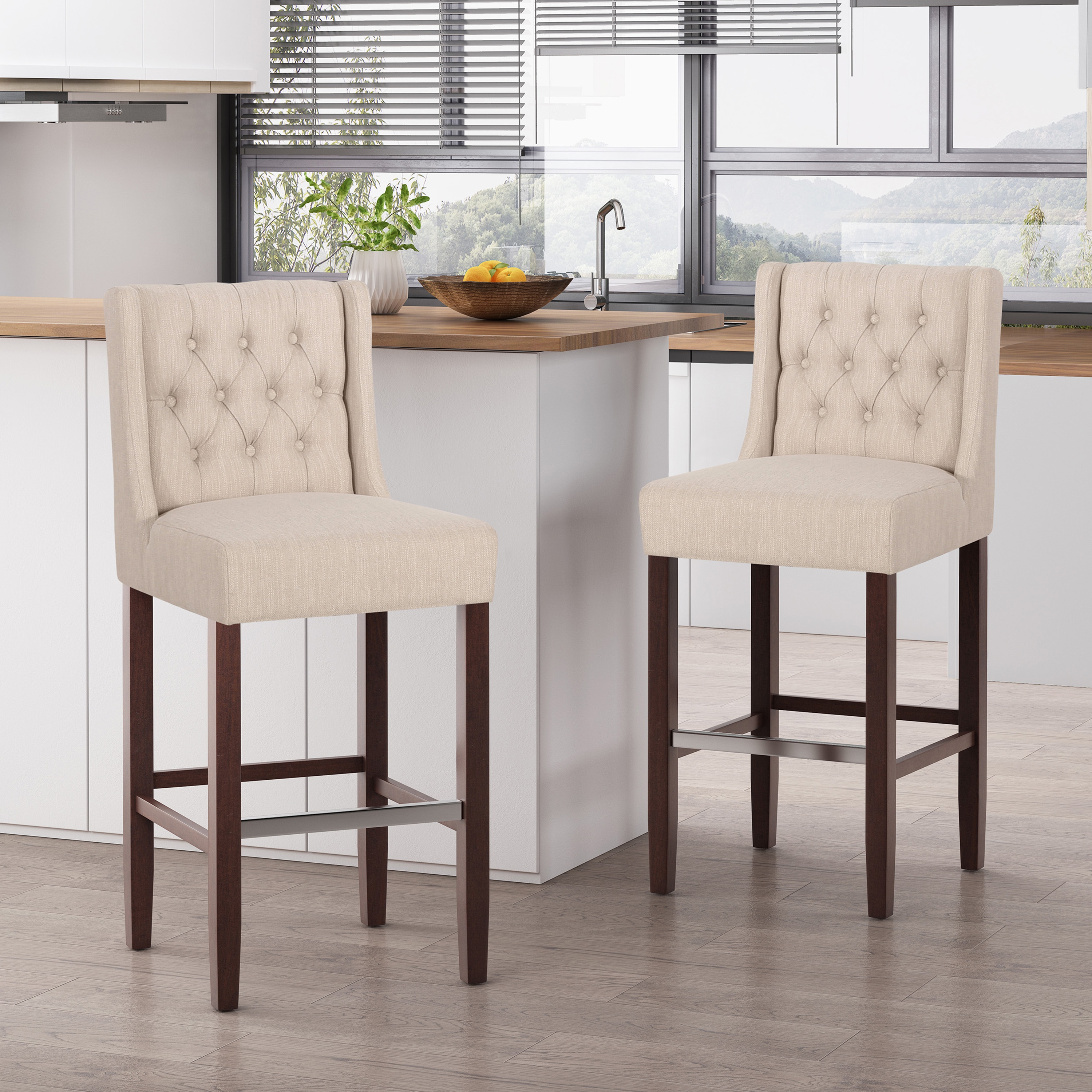 Christopher Knight Home 313265 Conrad 30-Inch Modern Minimalist High Density Fabric Bar Stool with Metal Leg-Beige