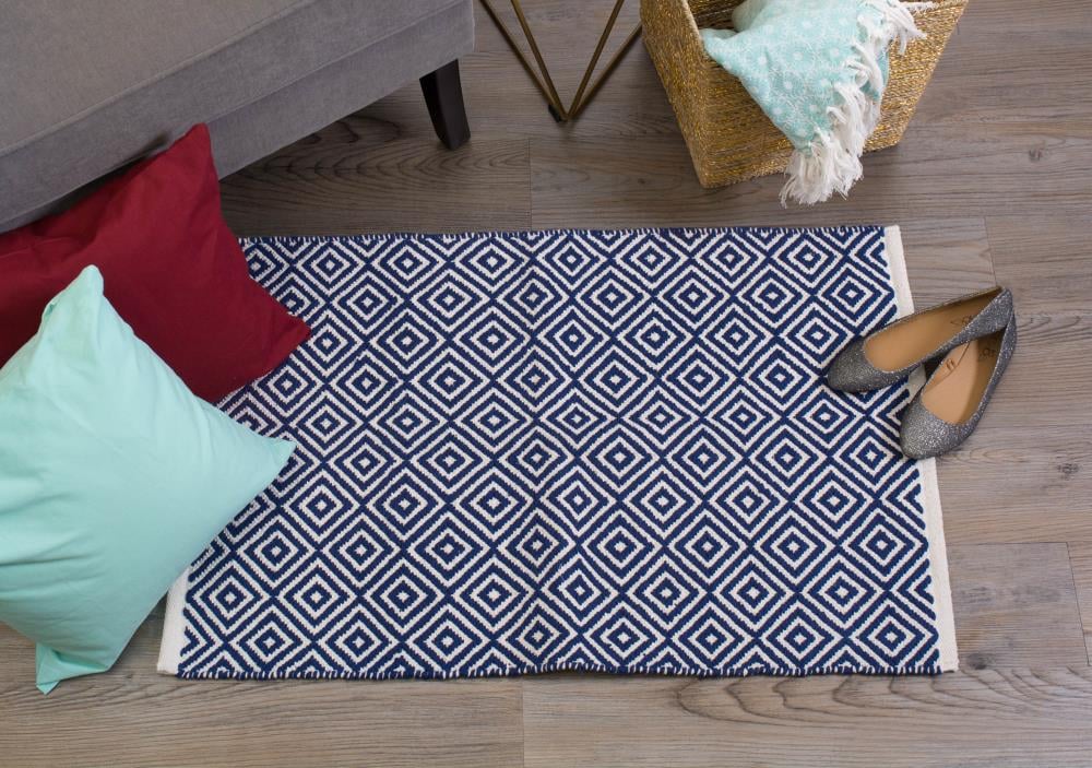 Geometric in department Blue Washable Rug Machine Nautical 3 at Area Rugs x the DII 2 Indoor/Outdoor
