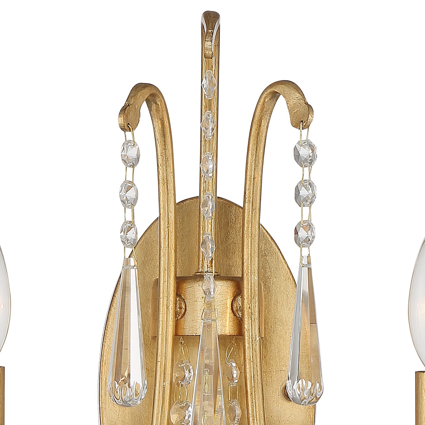 Antique Gold Crystal 2-Light Wall Sconce