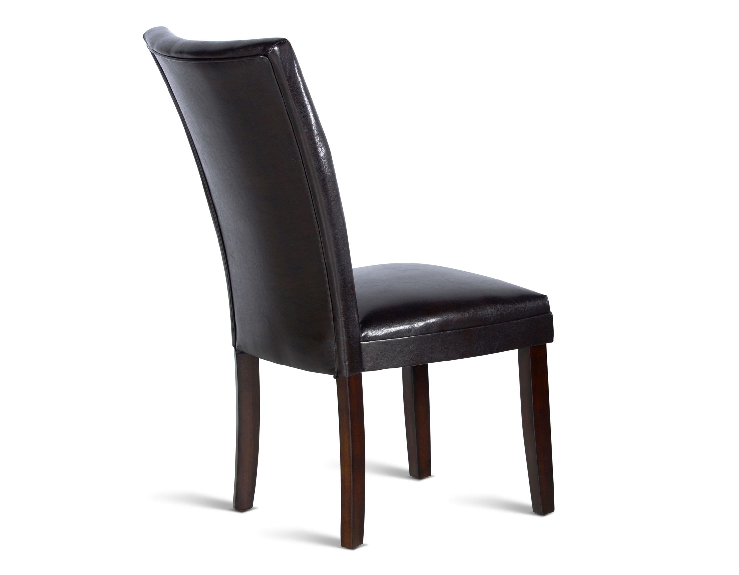 Transitional Brown Leather Parsons Side Chair with Memory Foam