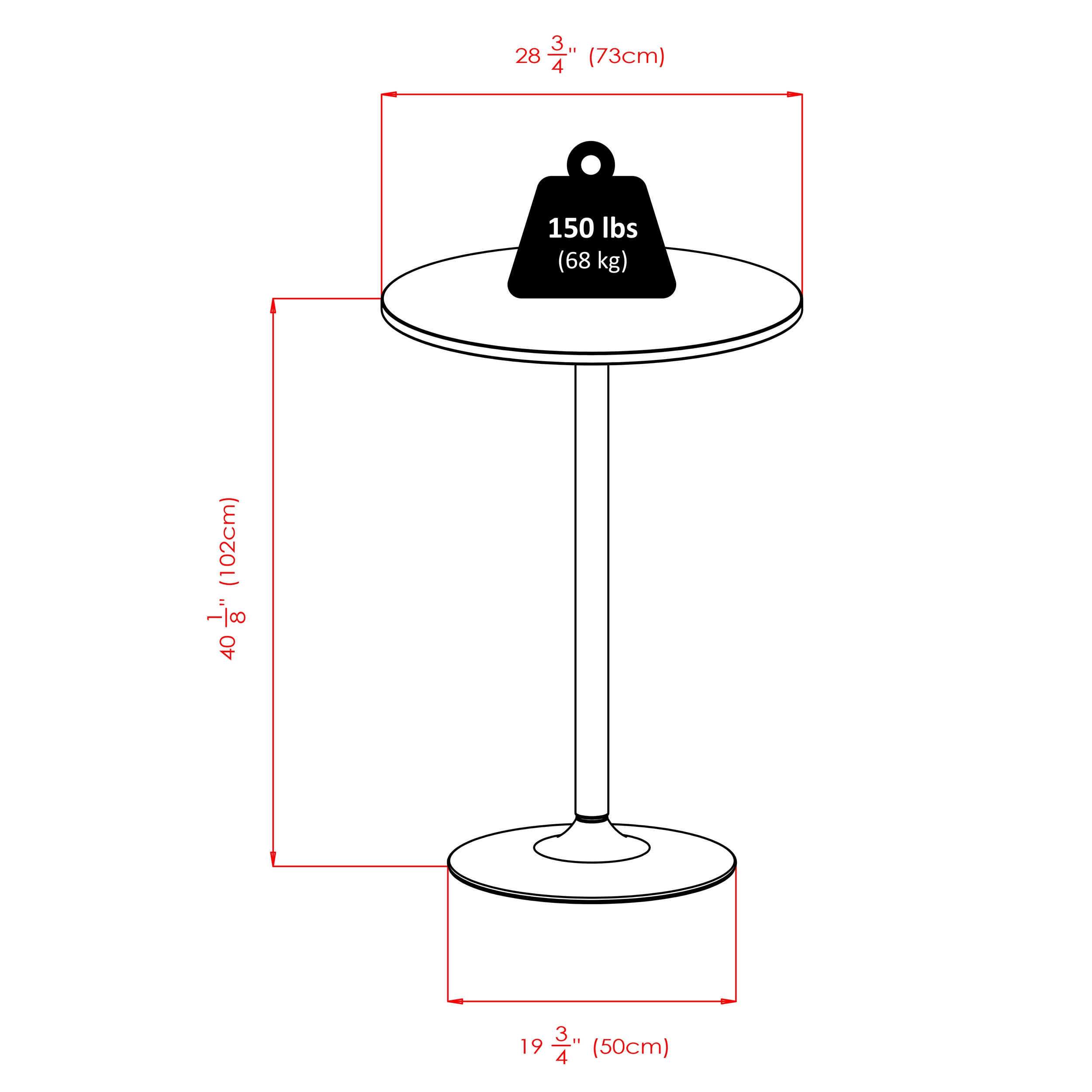 Black and Chrome Round Wood Pub Table