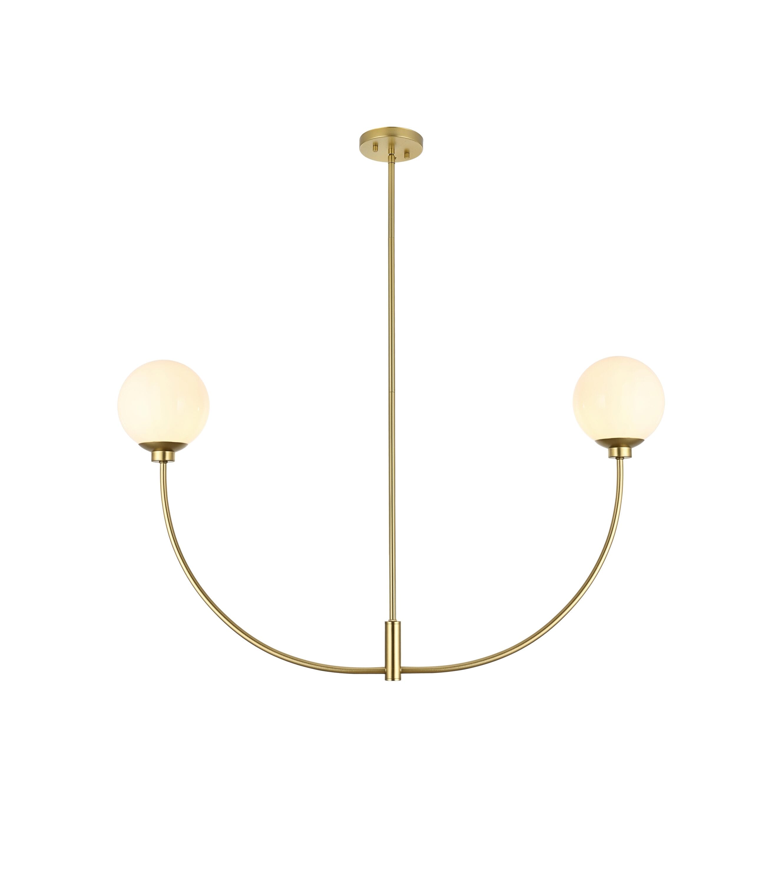 Elegant Decor HFDL2448D42BR Home Furnishing 2 -Light Brass Modern/contemporary For Use in Bedrooms, Dining Rooms, Foyers, Kitchens, Living Rooms Chandelier