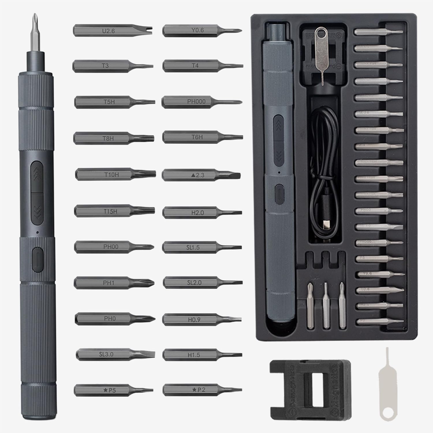 KHKFY  Electric Screwdriver Set Precision Manual and Automatic 38 Magnetic Bits Cordless for Glasses Watch Phone Toys and Computer Repair