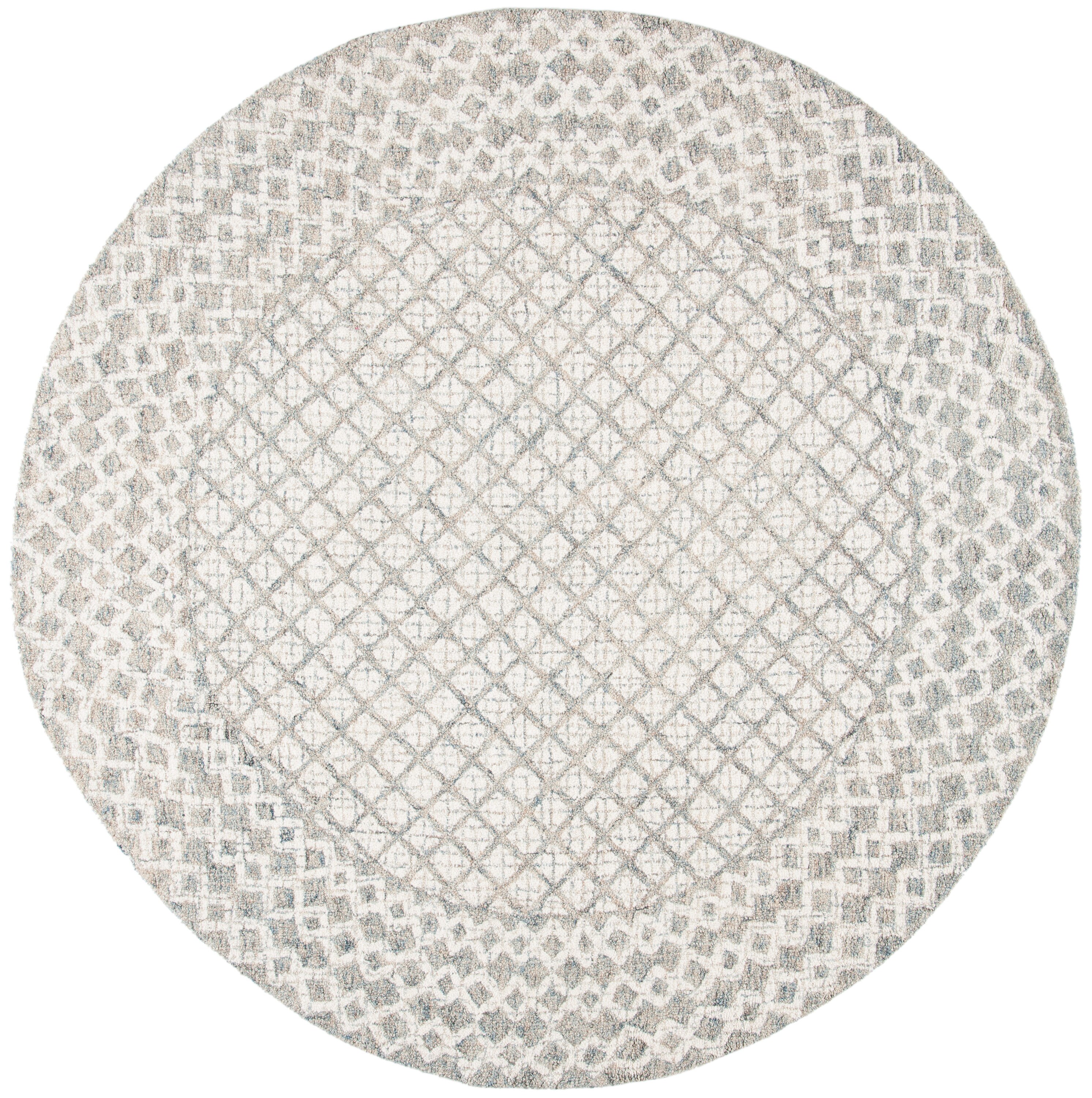 Safavieh ABT203F-8R Abstract Sadie 8 x 8 (ft) Tufted Wool Ivory/Gray Round Indoor Geometric Bohemian/Eclectic Area rug