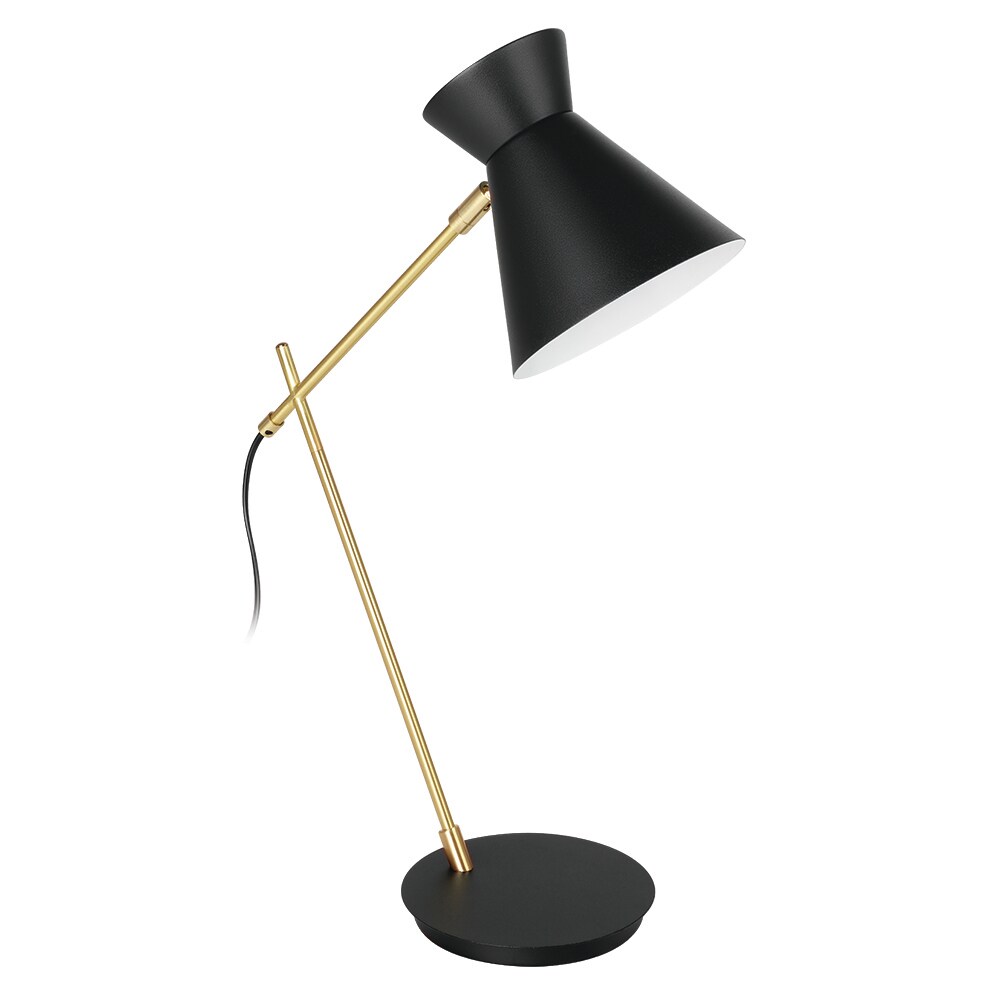 Baby President groef EGLO Amezaga Structured Black/Brushed Gold Table Lamp with Metal Shade) in  the Table Lamps department at Lowes.com