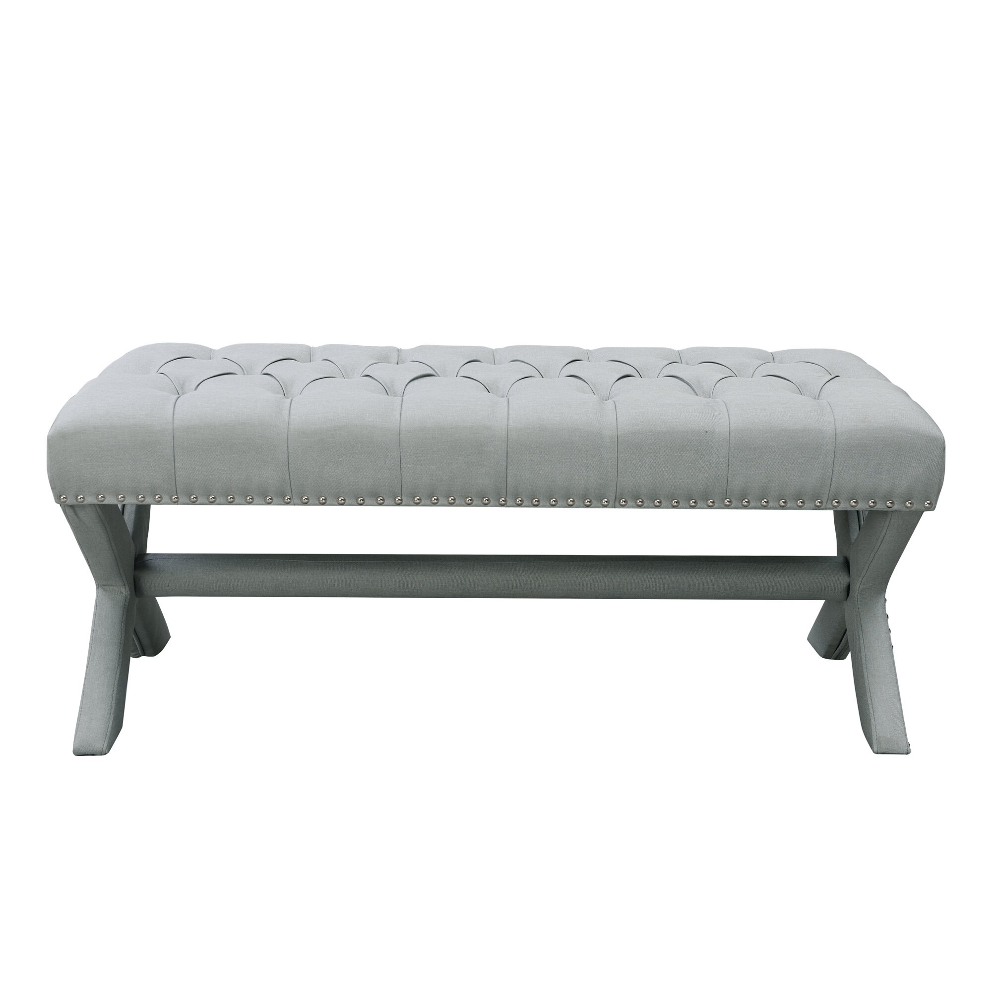 light gray upholstered bench