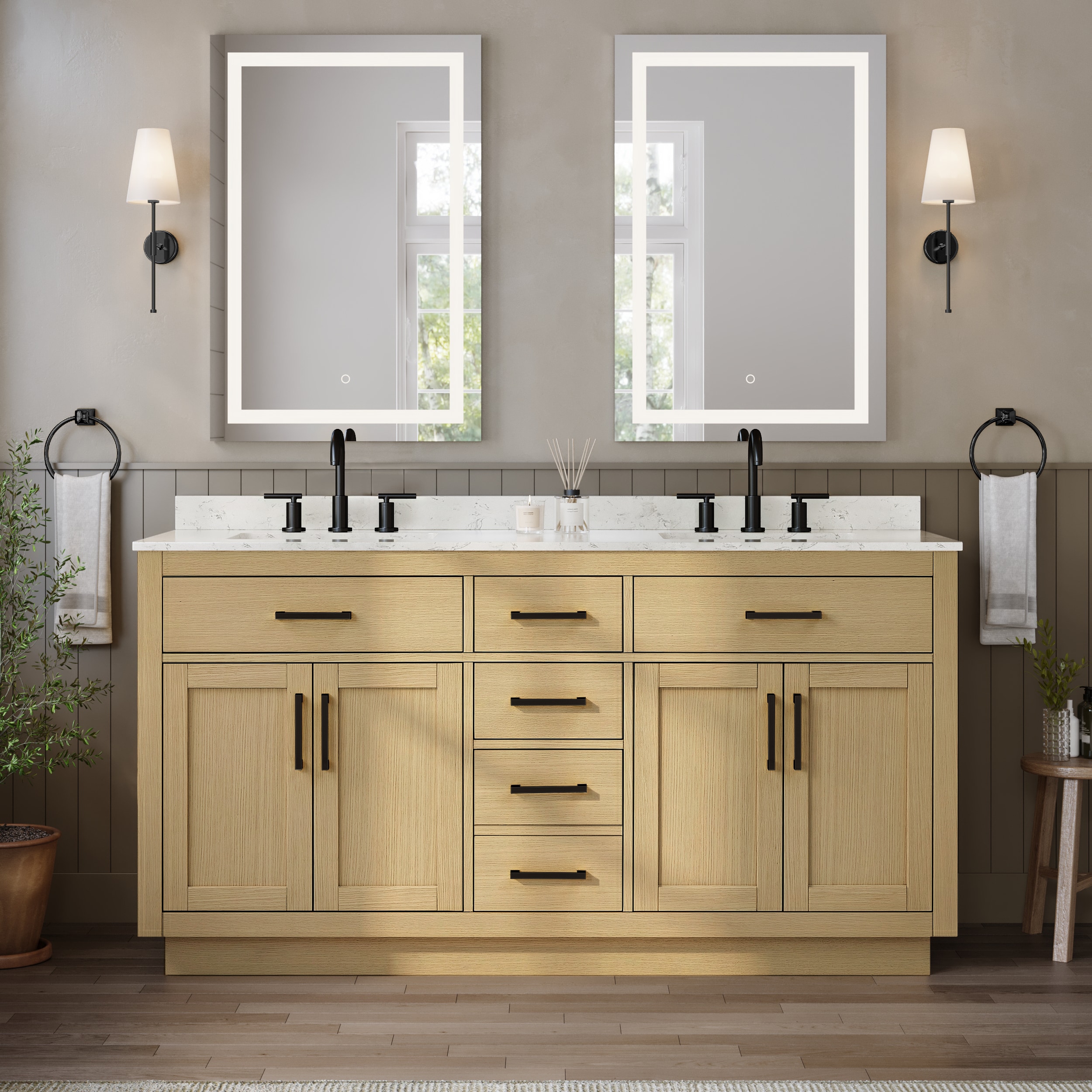 Wyndham Collection Beckett Bathroom Vanity with Toe Kick and Undermount Square Sink (3-Hole)