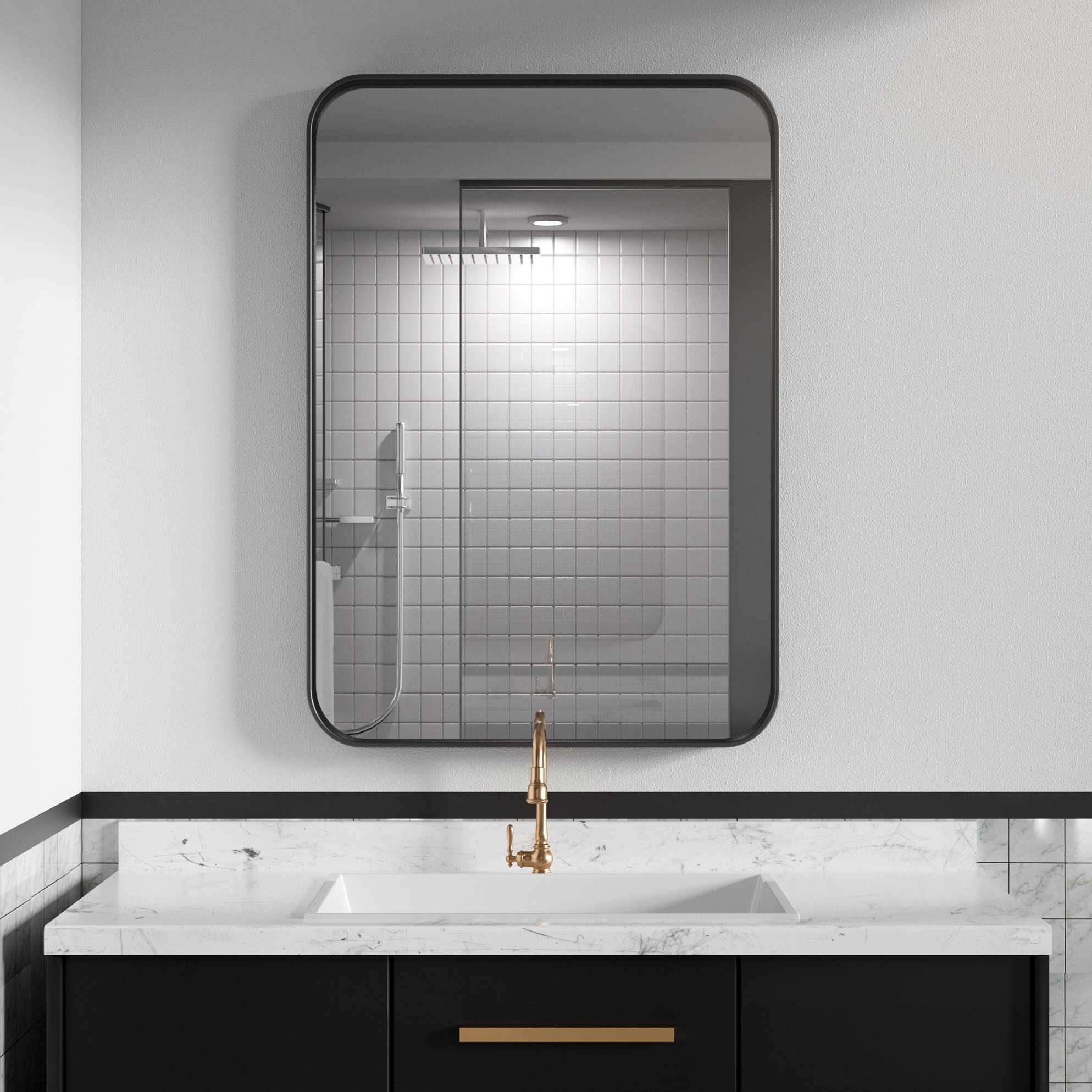 Clavie 16-in W x 24-in H Black Framed Wall Mirror in the Mirrors ...