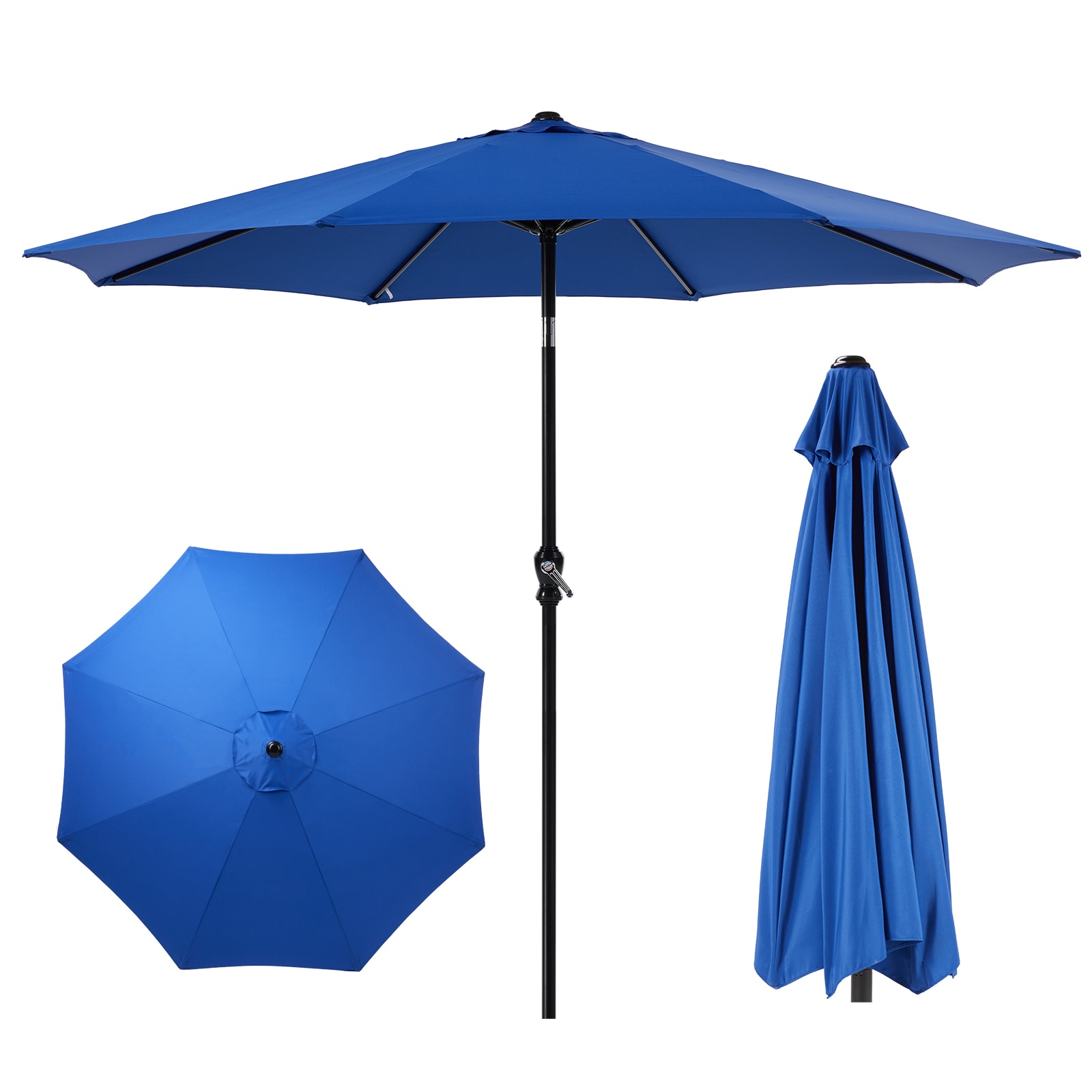 Sunrinx MG51-53-PU 9-ft Steel Blue Push-button Tilt Market Patio Umbrella