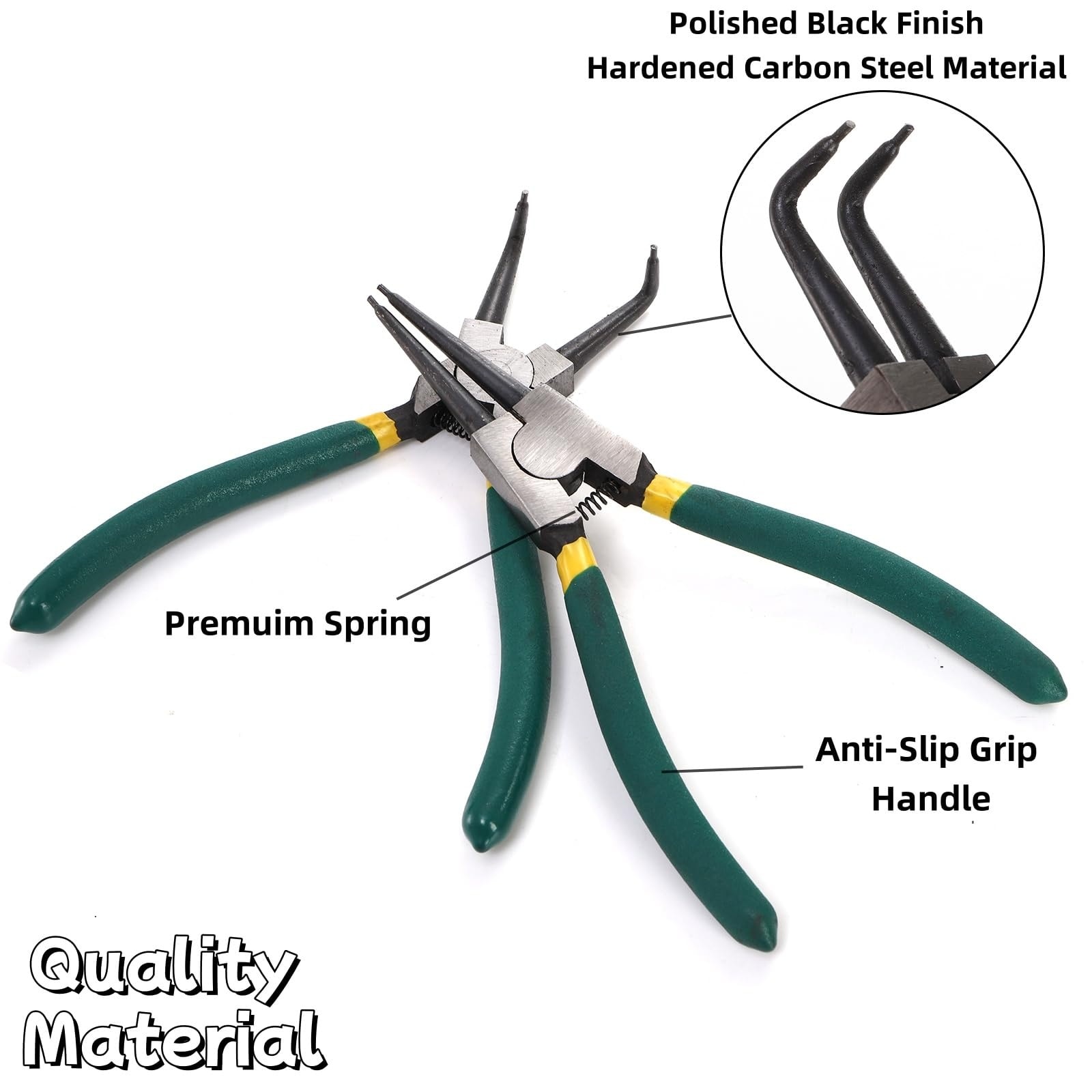 Etokfoks  4 Pieces Snap Ring Pliers Set 7 in Internal External Circlip Pliers Kit Straight Bent Jaw Case