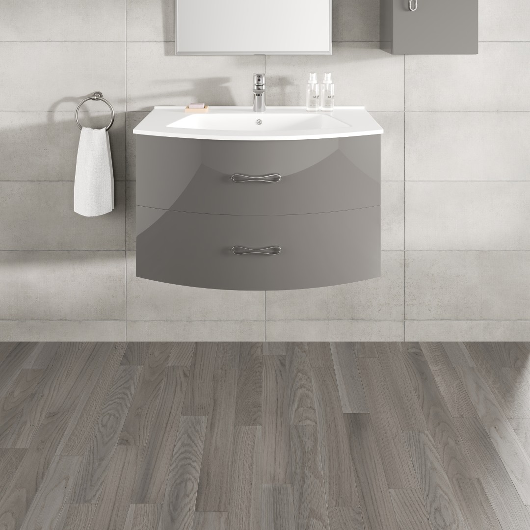 Eviva EVVN567-32GR-WM Bari 32-in Gray Single sink Floating Bathroom Vanity with White Porcelain Top