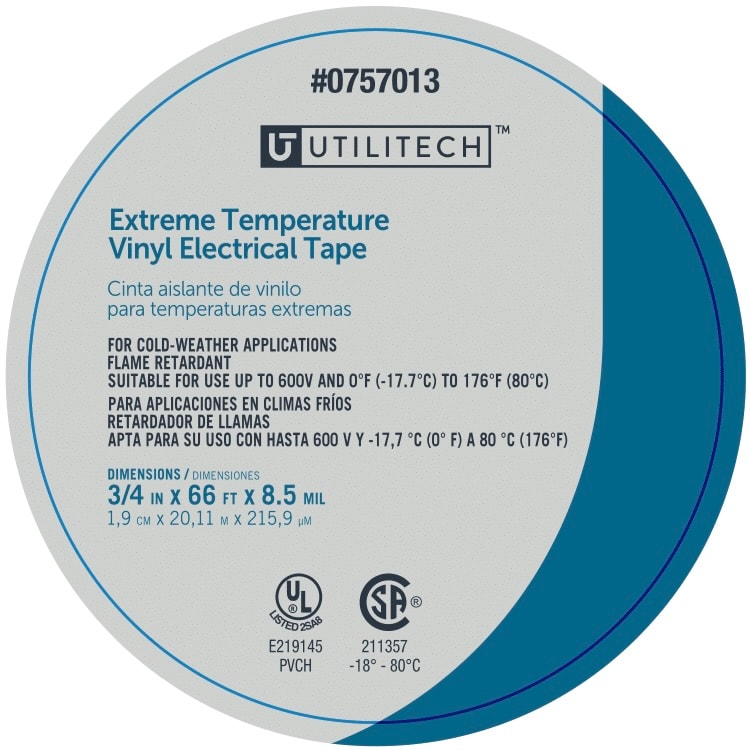 Utilitech 0.75-in x 66-ft Vinyl Electrical Tape Black