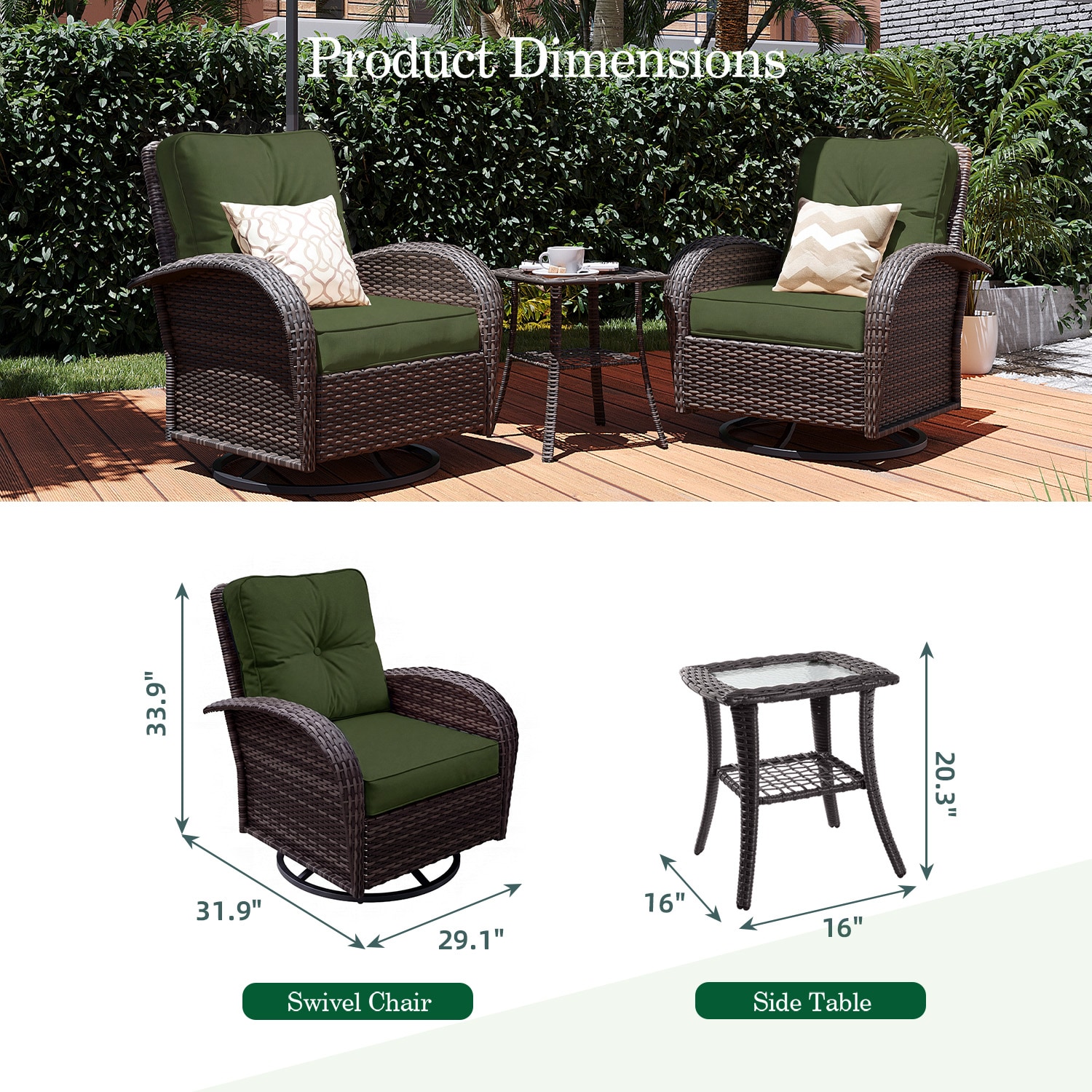 Patio Watcher LHY-Y-NABLUE-CJ Patio-Conversation-Sets - View #2