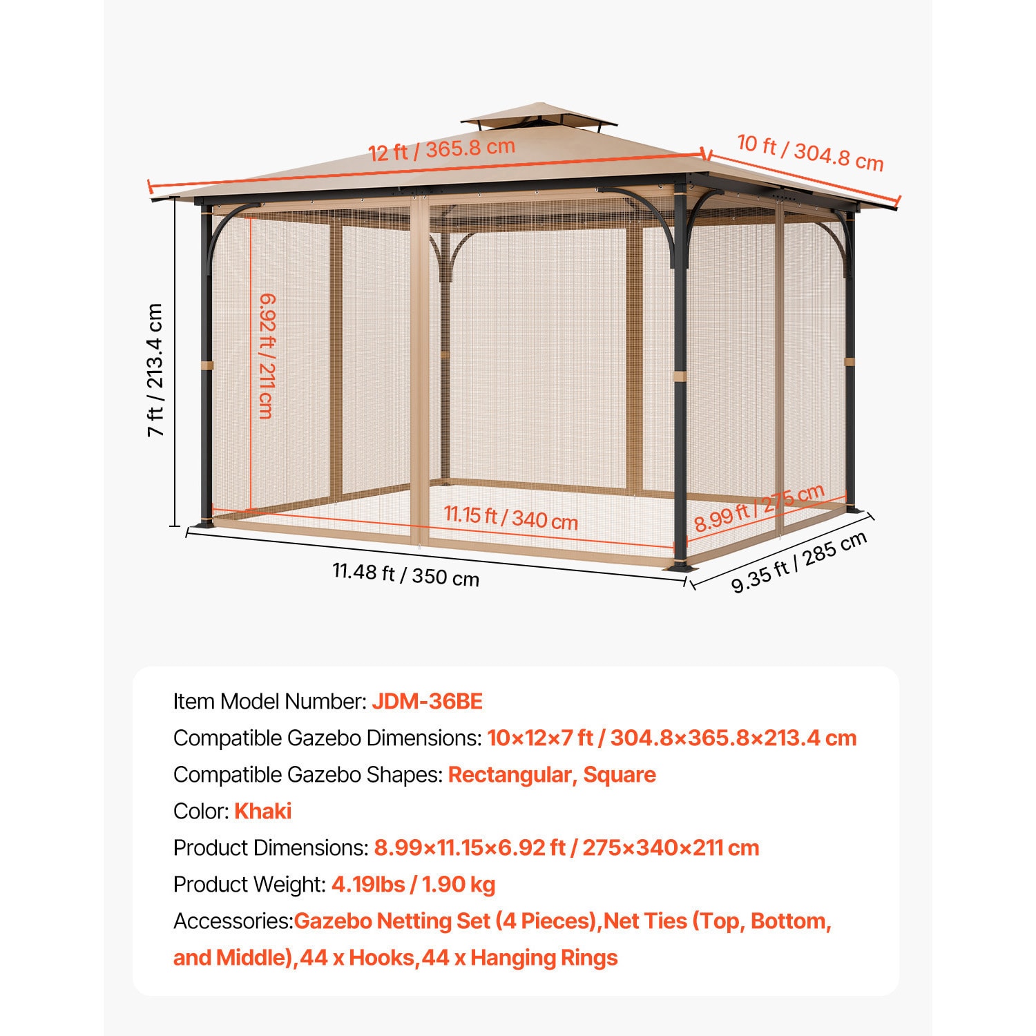 VEVOR SCLTWZDL10FT12028V0 Wood-Resin-Gazebos - View #7