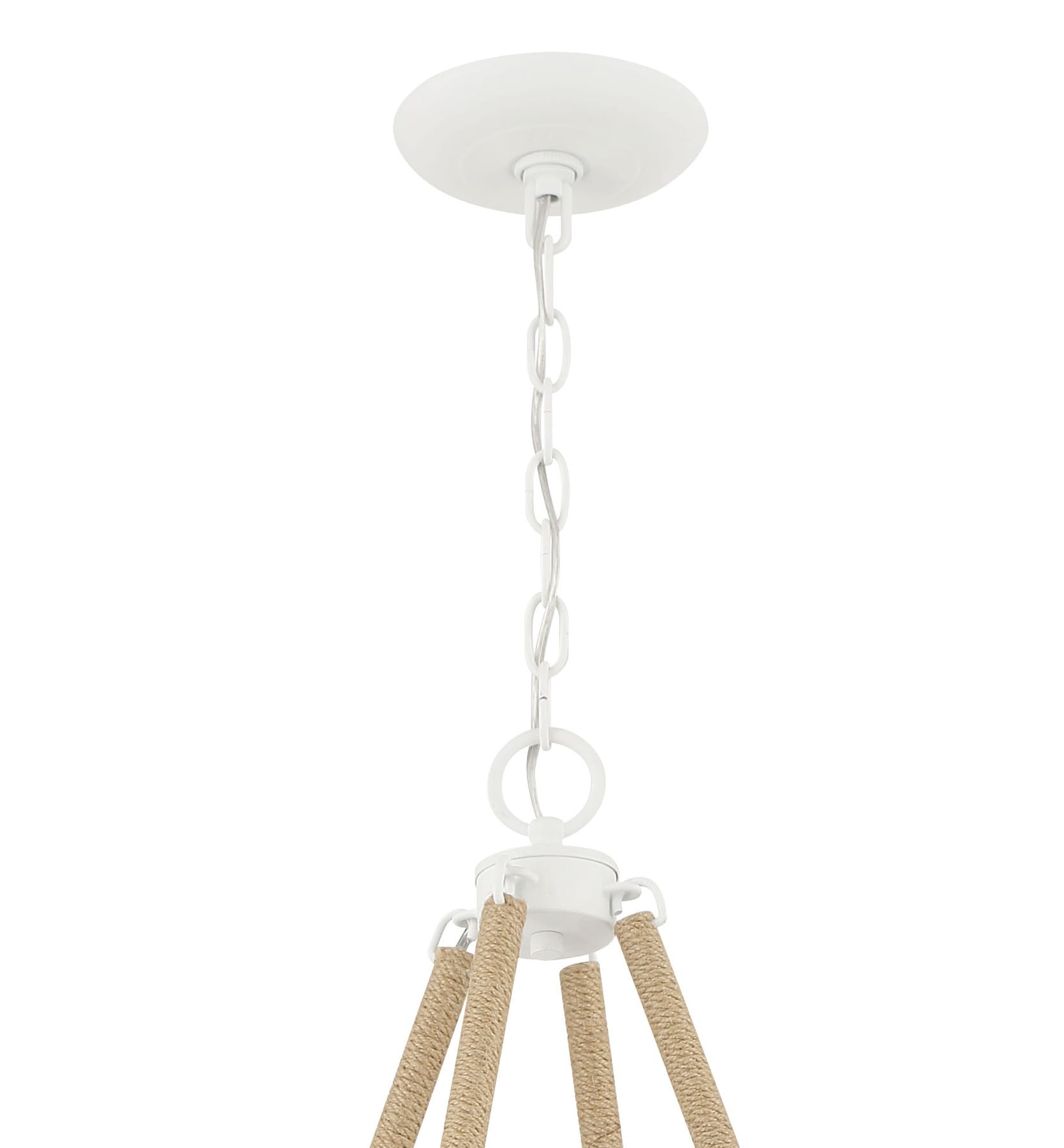 Sand White 8-Light Candle Style Chandelier with Rope Accents