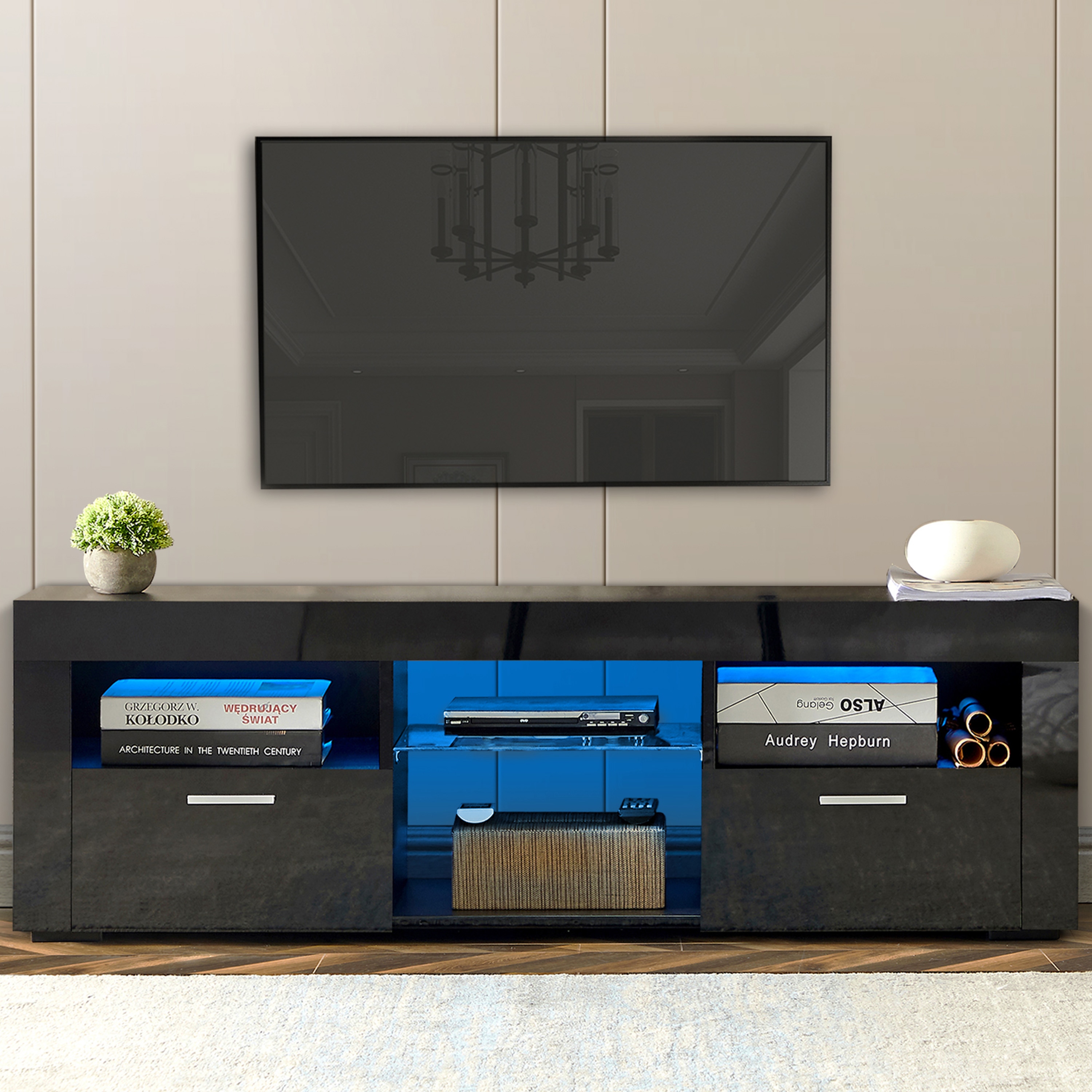 ToolCat NGG30-26-DSG Modern/Contemporary Black TV cabinet ( Accommodates TVs up to 55-in )