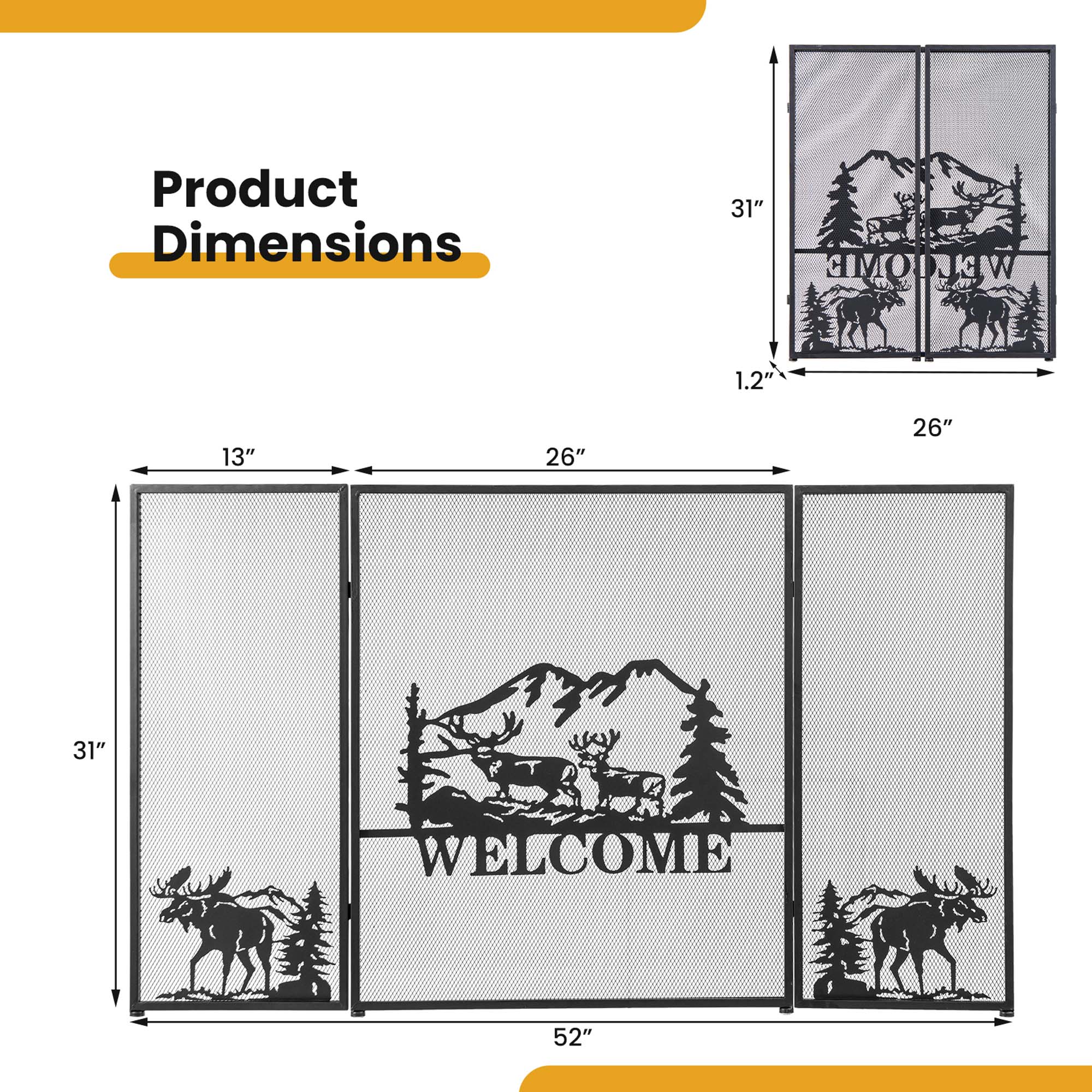 Costway CSHY007154 Fireplace-Screens - View #3