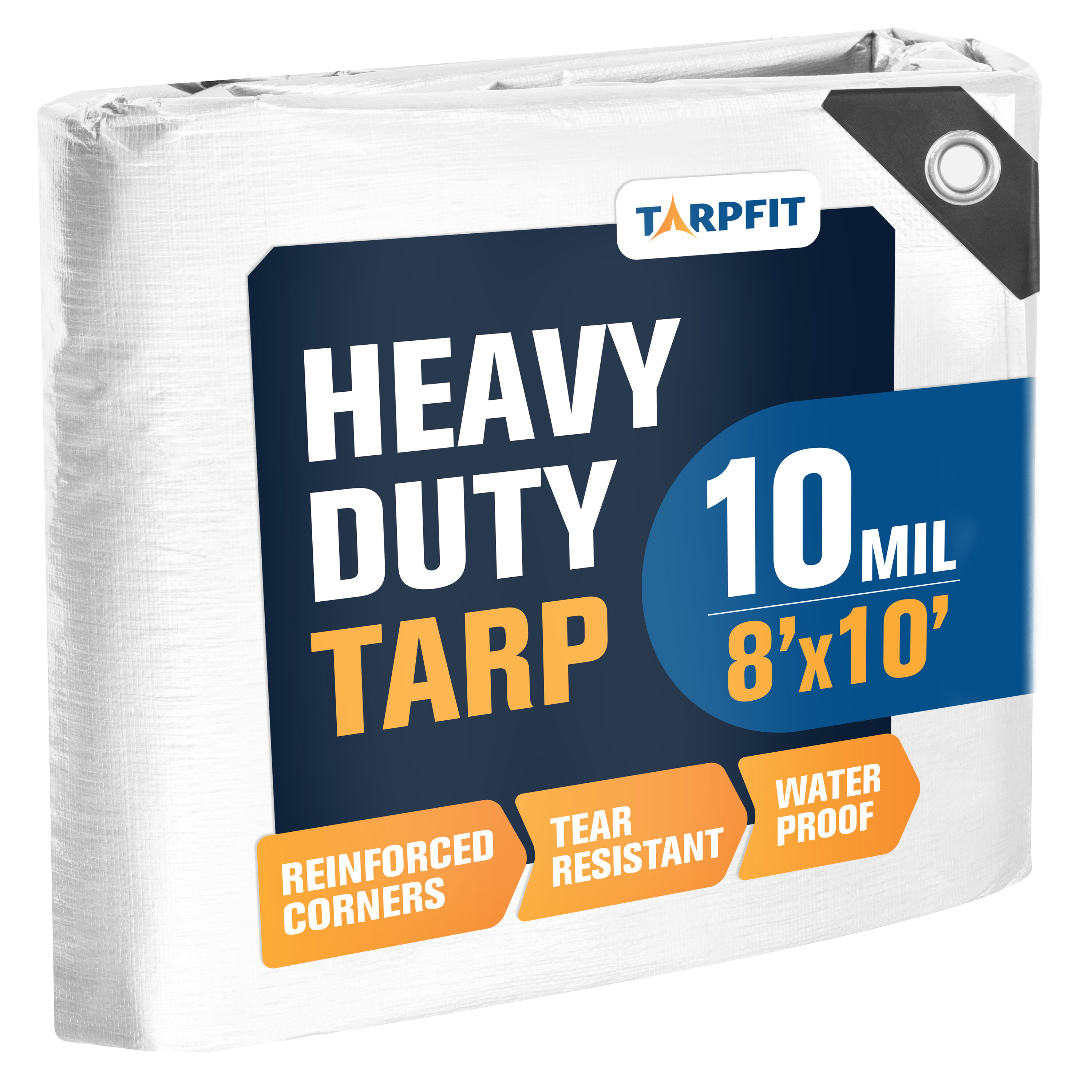 TARPFIT T10F-WH810 8-ft x 10-ft White Waterproof Commercial Polyethylene 10-mil Tarp