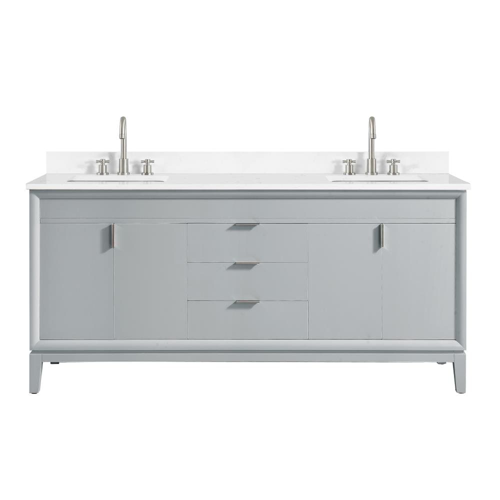 Avanity Emma 73-in Dove Gray Undermount Double Sink Bathroom Vanity ...