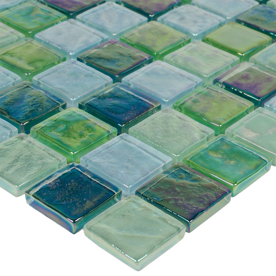 Elida Ceramica Mint Oil 12-in x 12-in Iridescent Glass Uniform Squares ...