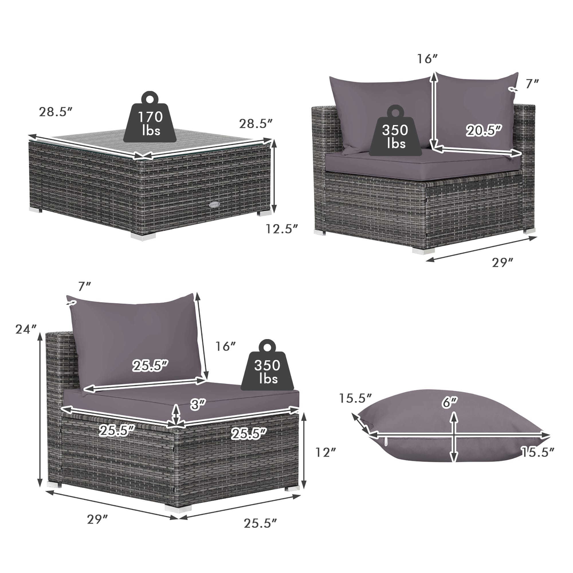 Costway HW70439GR+ Patio-Conversation-Sets - View #4
