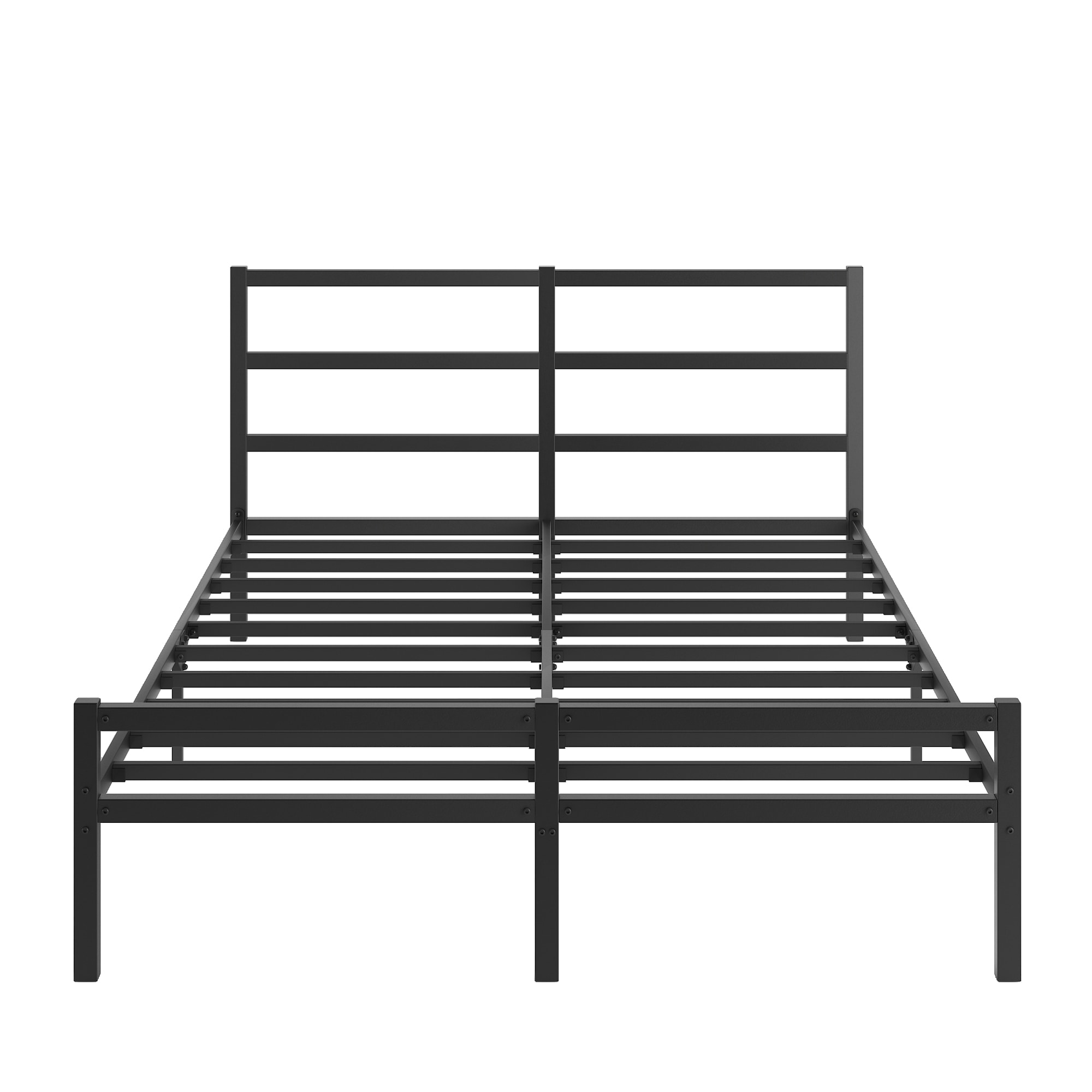 LETILY KZ4SOEUZ Queen Black Metal Bed Frame with Headboard