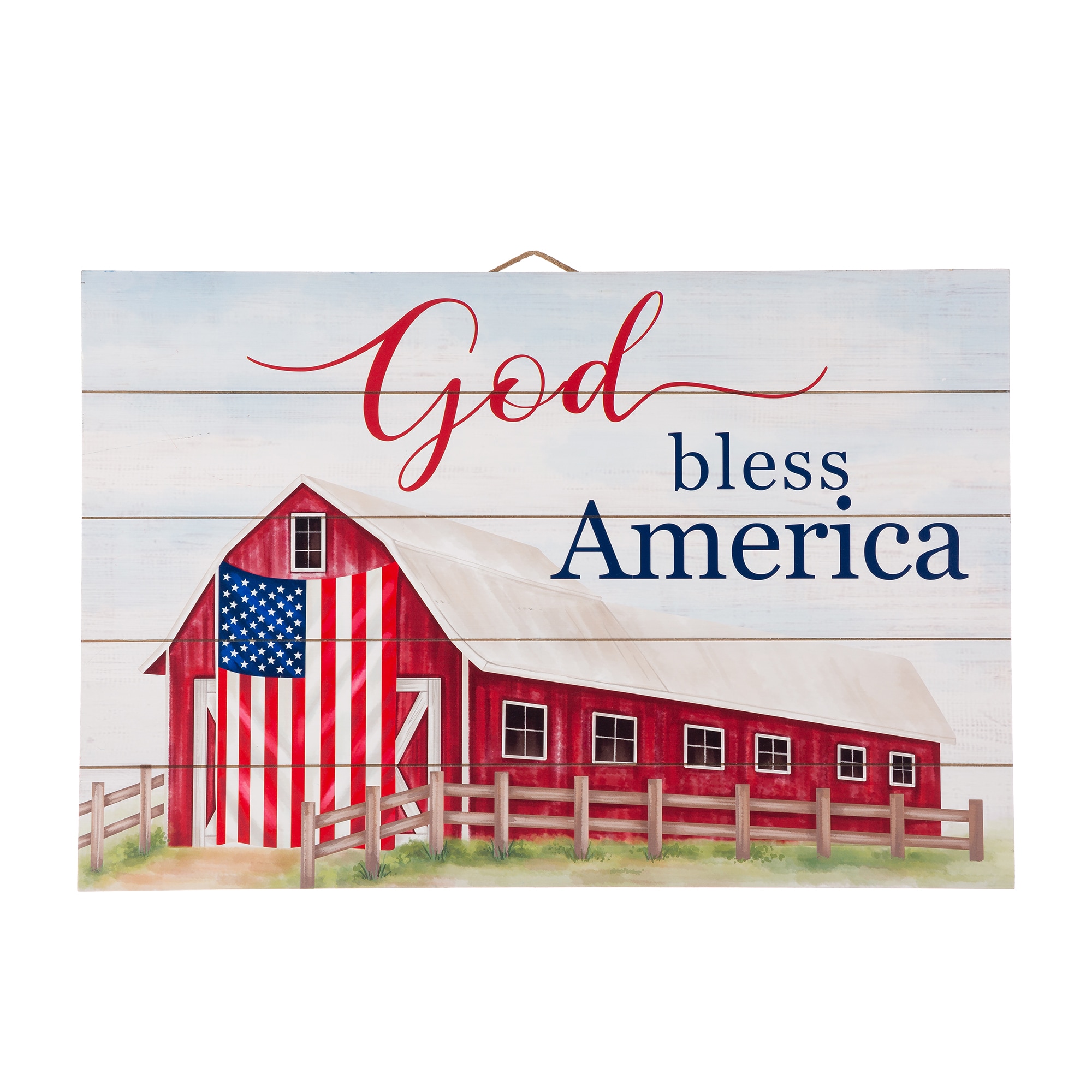 Glitzhome 2003900007 Wood Indoor Hanging decoration Wall art Stars 4th of July Decor