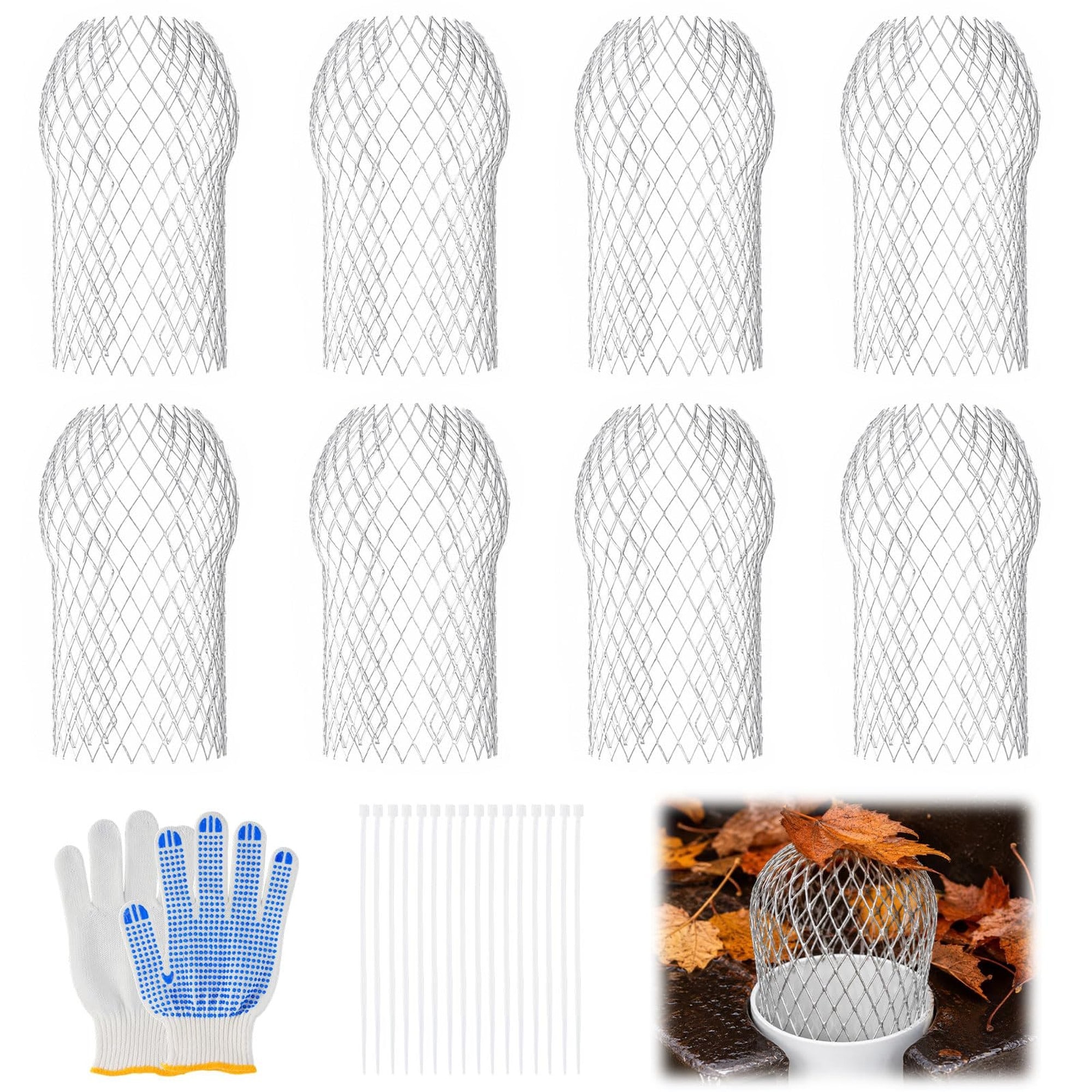 Angel Sar - 8 Piece Expandable Downspout Gutter Guard for Leaf Debris Filter DIY Drainage Protect...