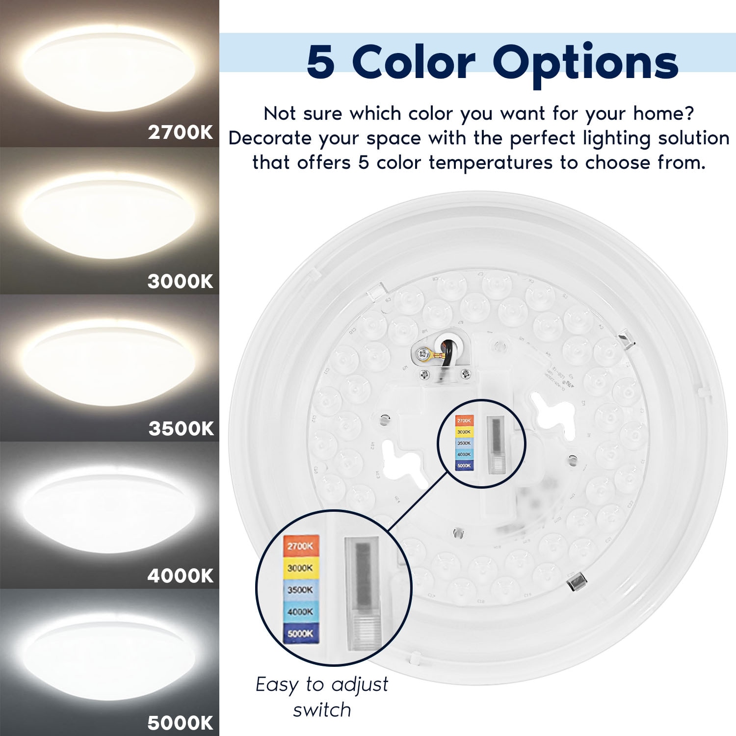 White 11-Inch Round LED Flush Mount Ceiling Light
