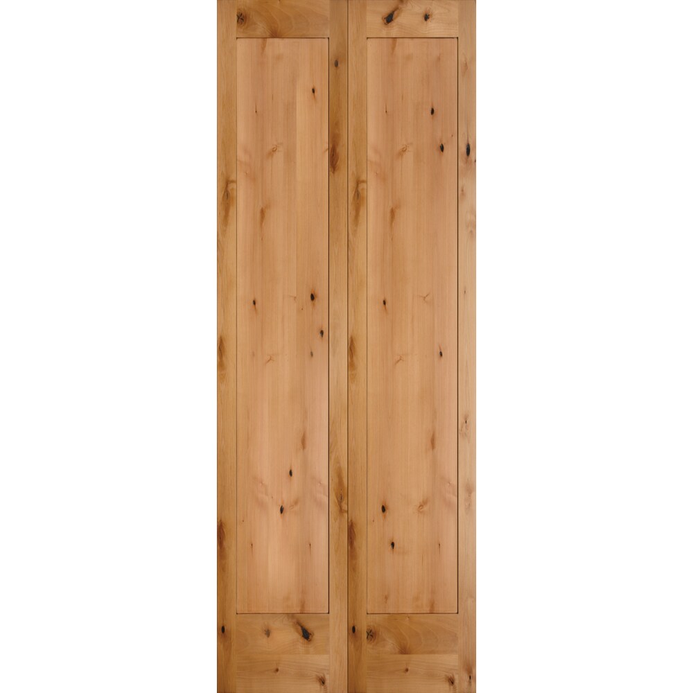 CODEL Doors 2668138SKA8401BF Knotty Alder 8401 Series Bifold 30-in x 80-in Alder/Unfinished 1-panel Smooth Solid core Unfinished Knotty alder Wood Closet Bifold Door ( Hardware Included )