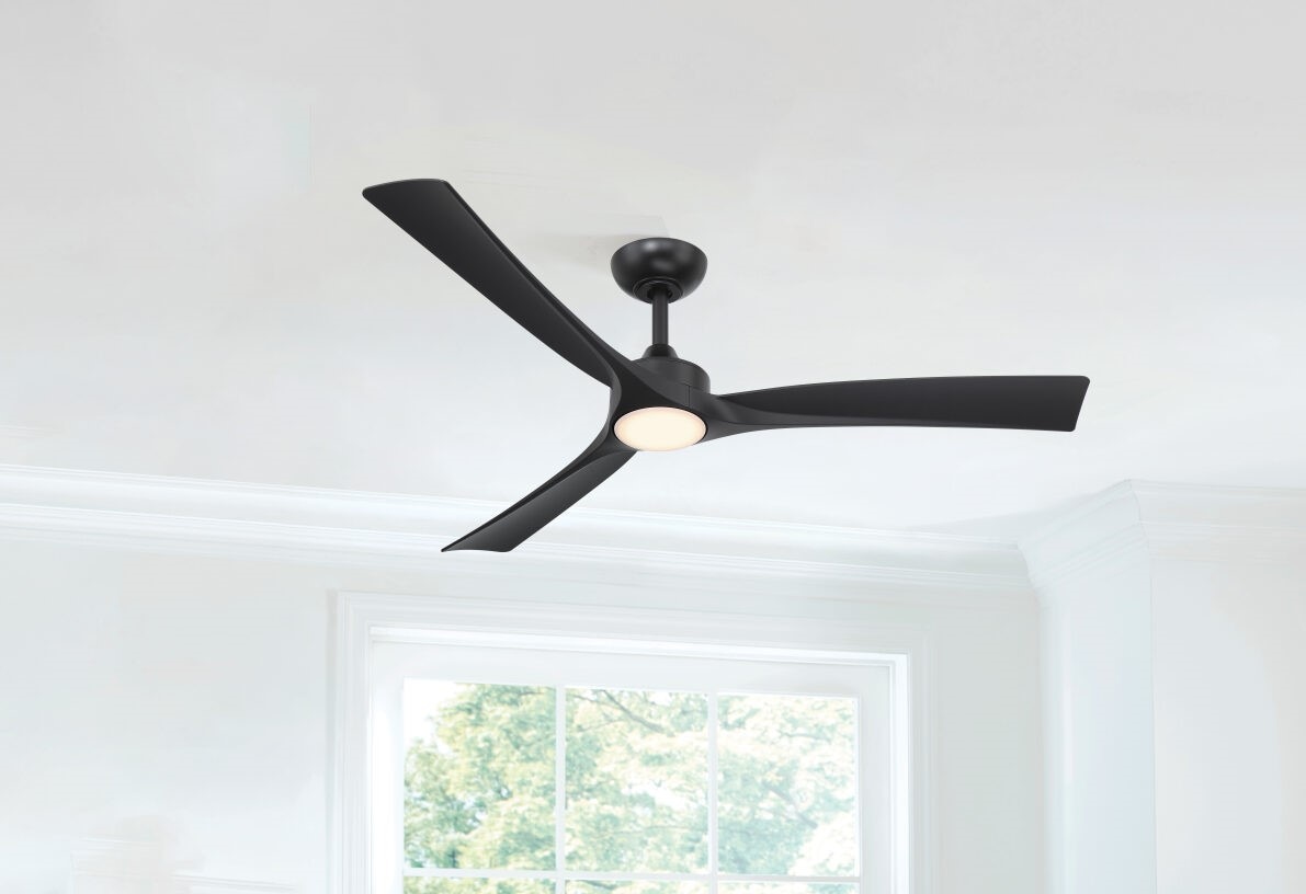 Calavar 52-in Matte black Color-changing Integrated LED Indoor/Outdoor Ceiling Fan with Light and Remote (3-Blade) | - Harbor Breeze 84400