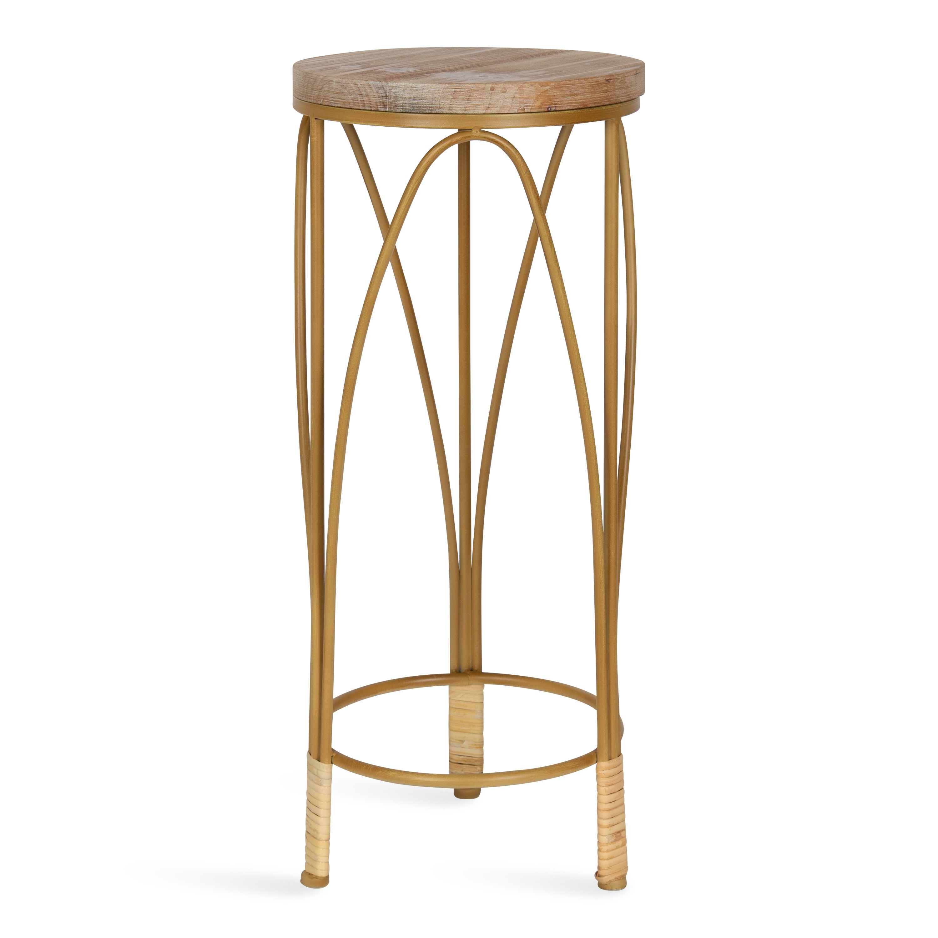 Kate and Laurel 219317 Abella 9.84-in W x 24-in H Natural Wood Round Coastal End Table Fully Assembled