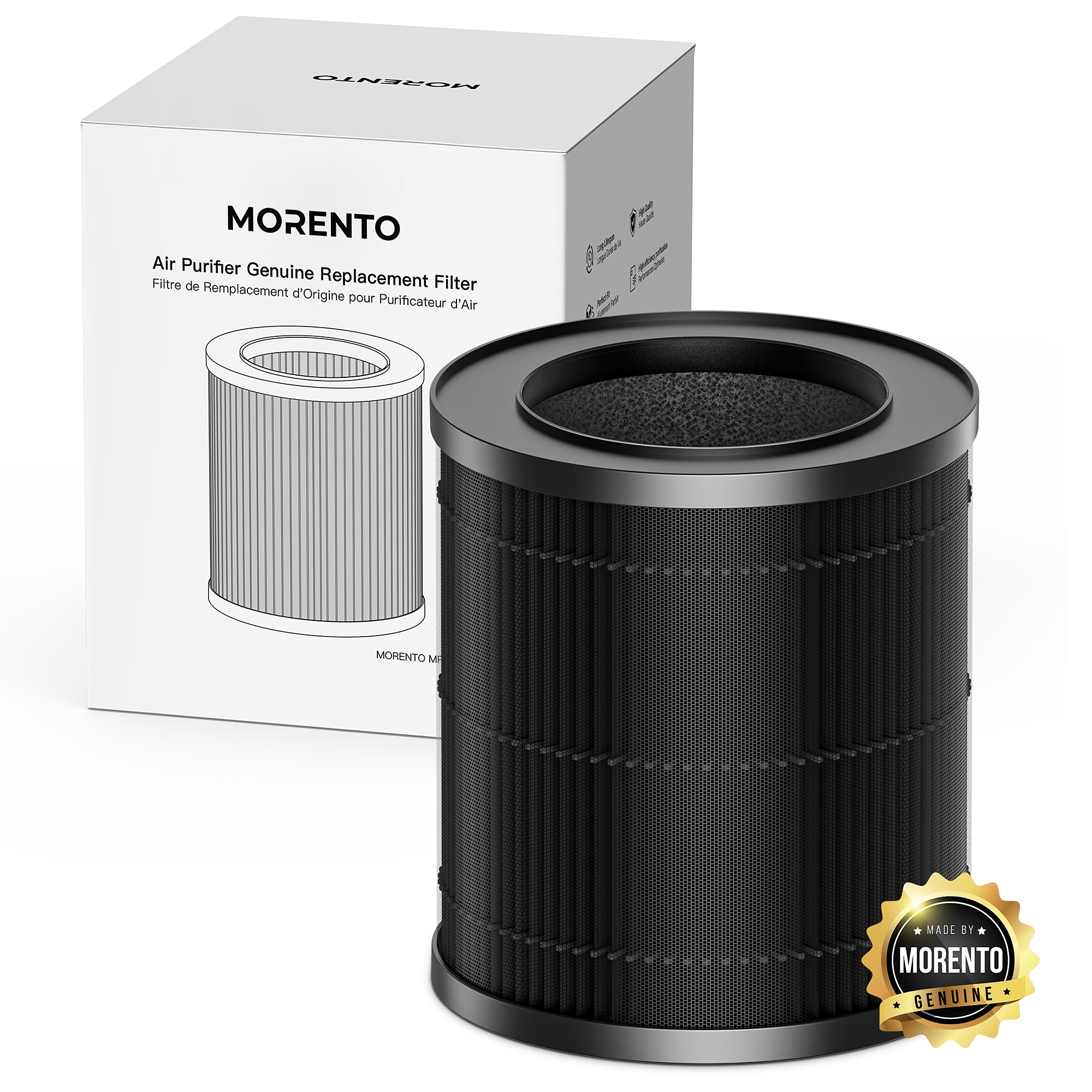 MORENTO MRUS2566GH1301P 5.4-Inches W x 6.5-Inches H x 5.4-Inches L 2566s HEPA Air Purifier Filter