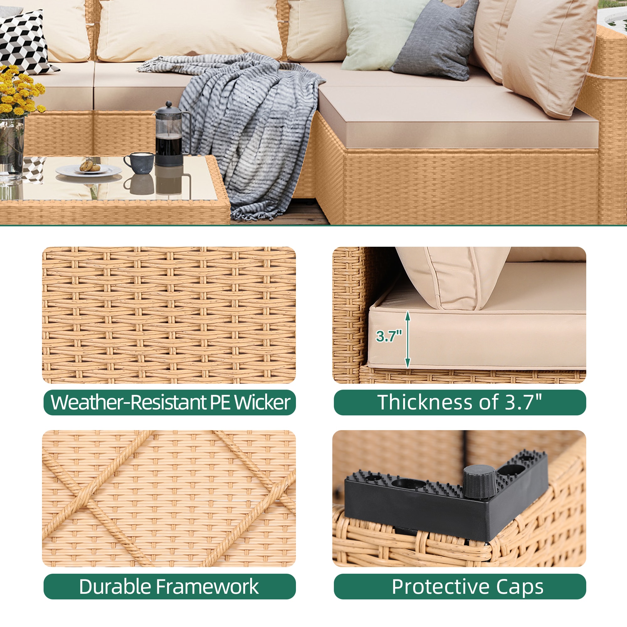 UPHA TBBE-AB28SMB-BEIGE Patio-Conversation-Sets - View #5