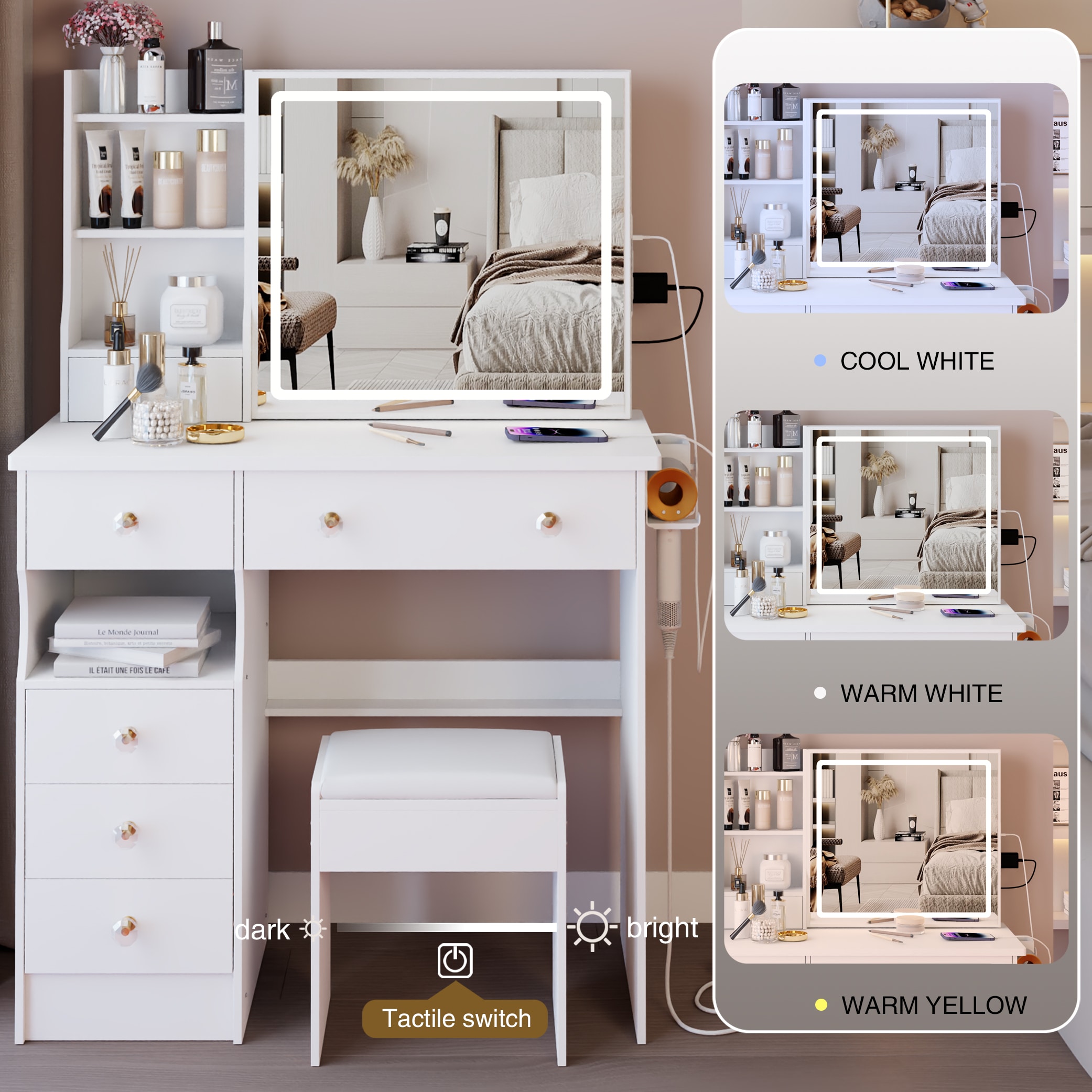 Kahomvis AC-QPCRAZY-08 Bedroom-Vanities - View #6