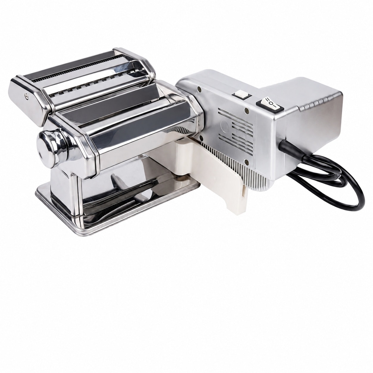 Aoibox LABQ7V2A  Electric Pasta Maker with Motor and Hand Crank Adjustable Thickness Stainless Steel Rollers for Noodles and Ravioli Cutter Attachment